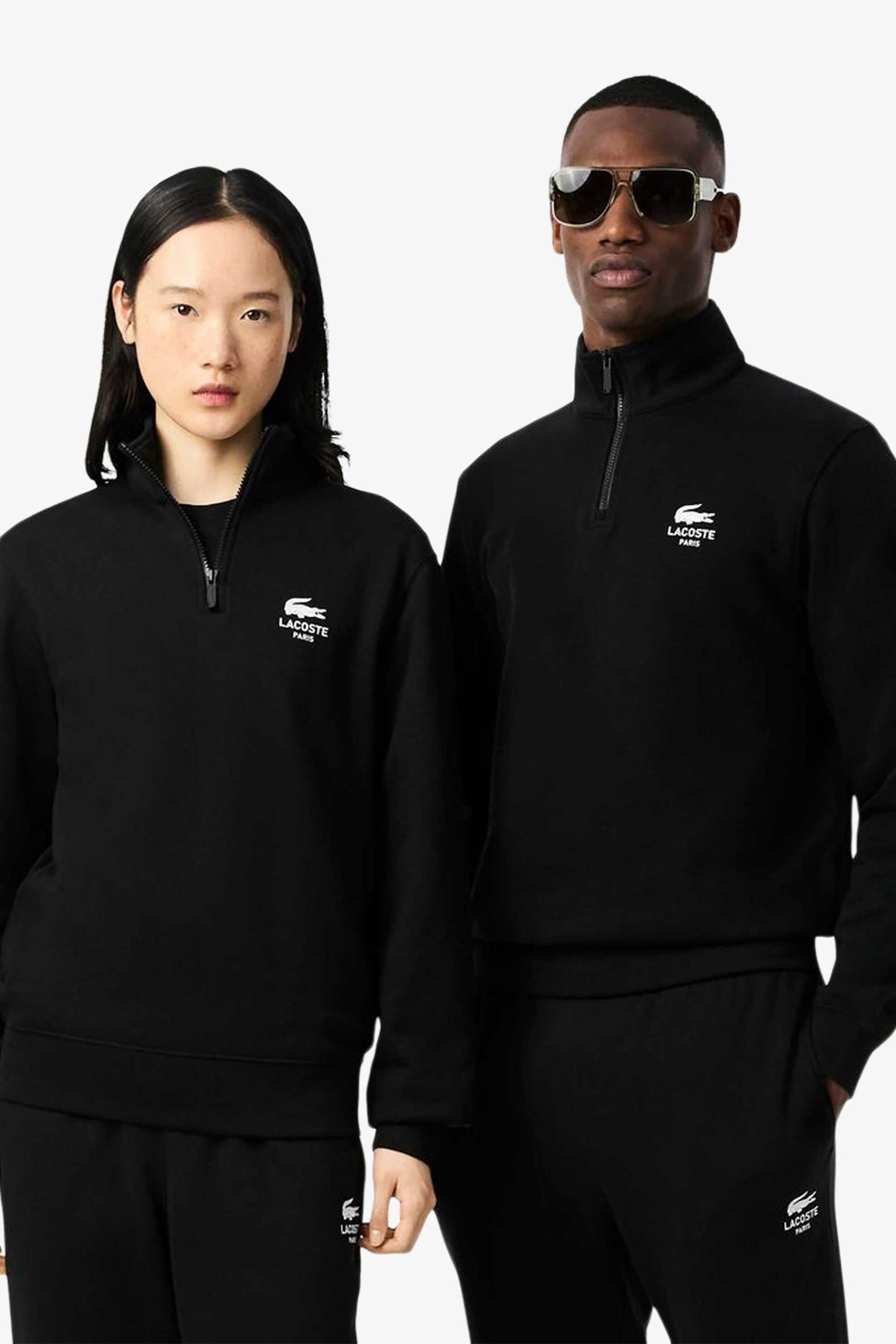 Lacoste unisex μπλούζα φούτερ με ψηλό λαιμό και λογότυπο Classic Fit - SH2735-00 Μαύρο