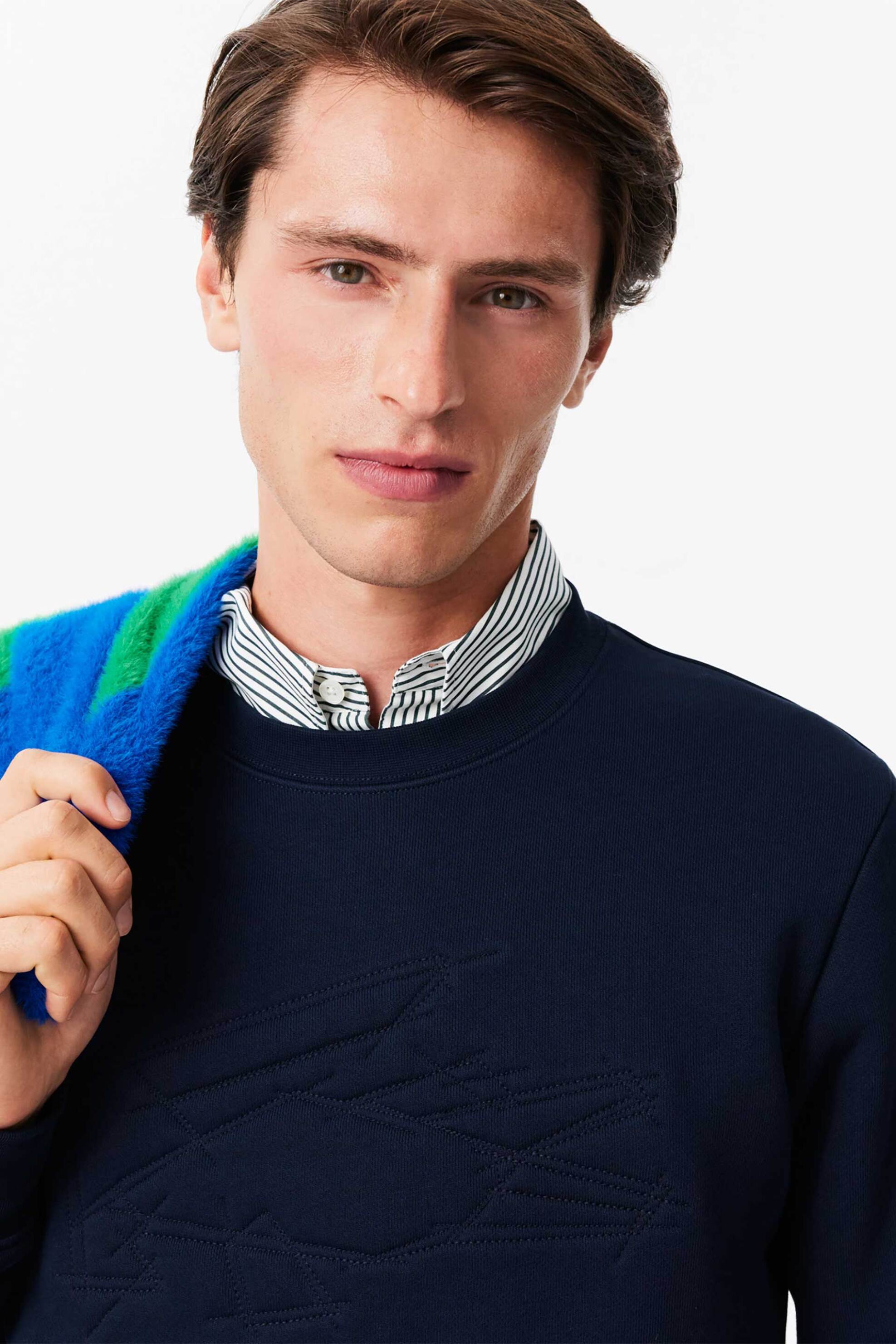 Lacoste ανδρική μπλούζα φούτερ με ανάγλυφο κεντημένο λογότυπο Classic Fit - SH3595-00 Μπλε Σκούρο φωτογραφία