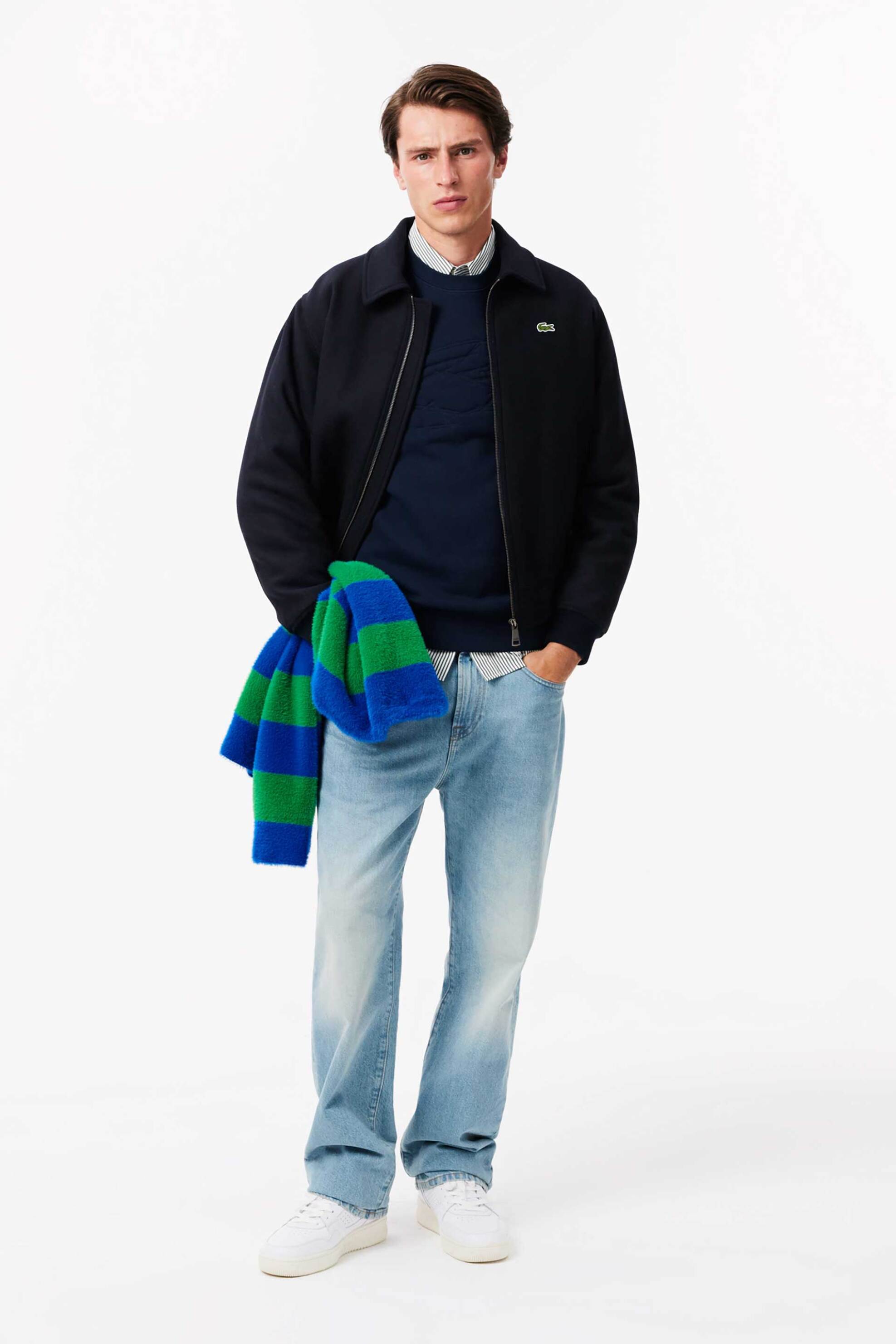 Lacoste ανδρική μπλούζα φούτερ με ανάγλυφο κεντημένο λογότυπο Classic Fit - SH3595-00 Μπλε Σκούρο φωτογραφία