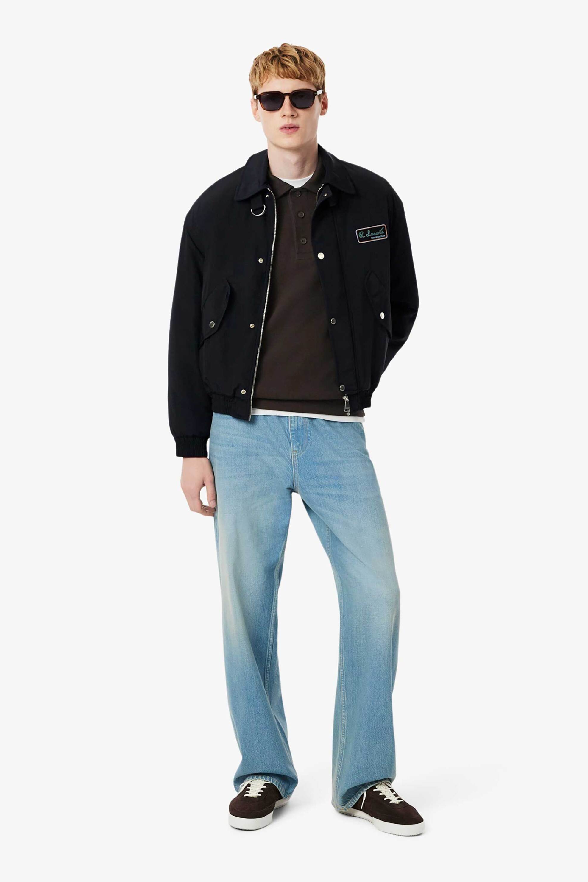 Lacoste ανδρική μπλούζα πόλο ribbed με κεντημένο λογότυπο Classic Fit - SH5781-00 Καφέ φωτογραφία