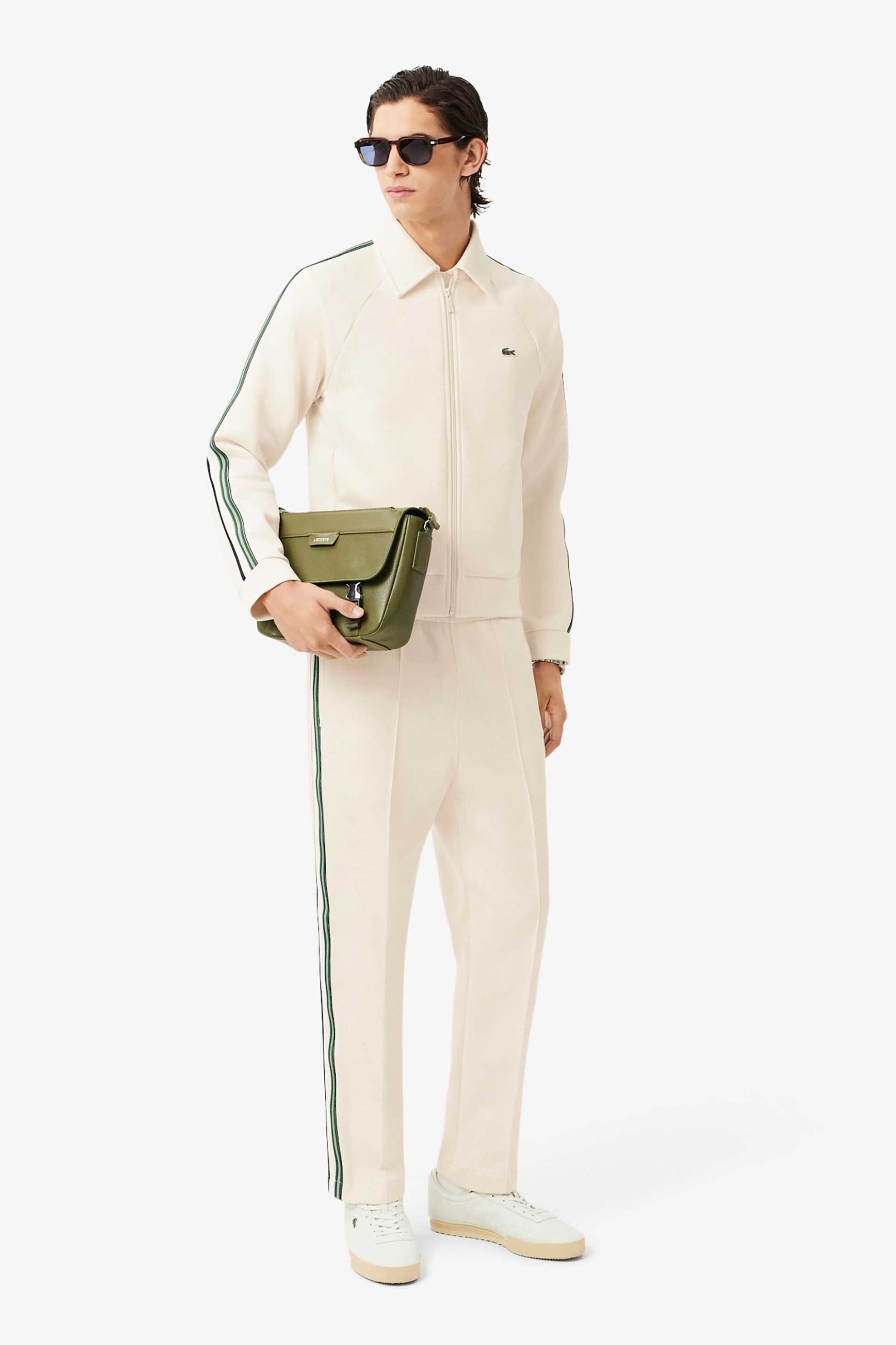 Lacoste ανδρική ζακέτα φούτερ με γιακά και κεντημένο λογότυπο Classic Fit - SH5927-00 Εκρού φωτογραφία