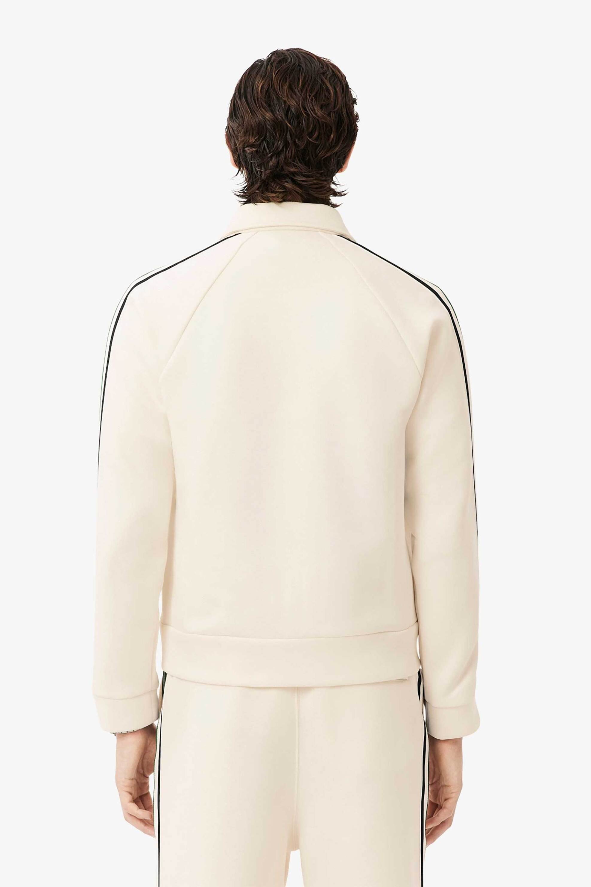 Lacoste ανδρική ζακέτα φούτερ με γιακά και κεντημένο λογότυπο Classic Fit - SH5927-00 Εκρού φωτογραφία