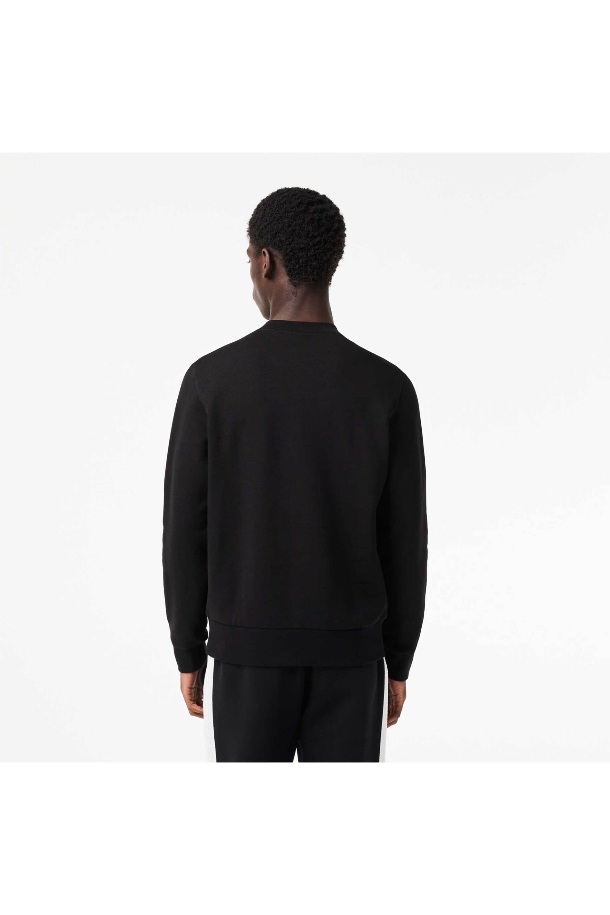 Lacoste ανδρική μπλούζα φούτερ μονόχρωμη με κεντημένο λογότυπο Classic Fit - SH9608 Μαύρο φωτογραφία