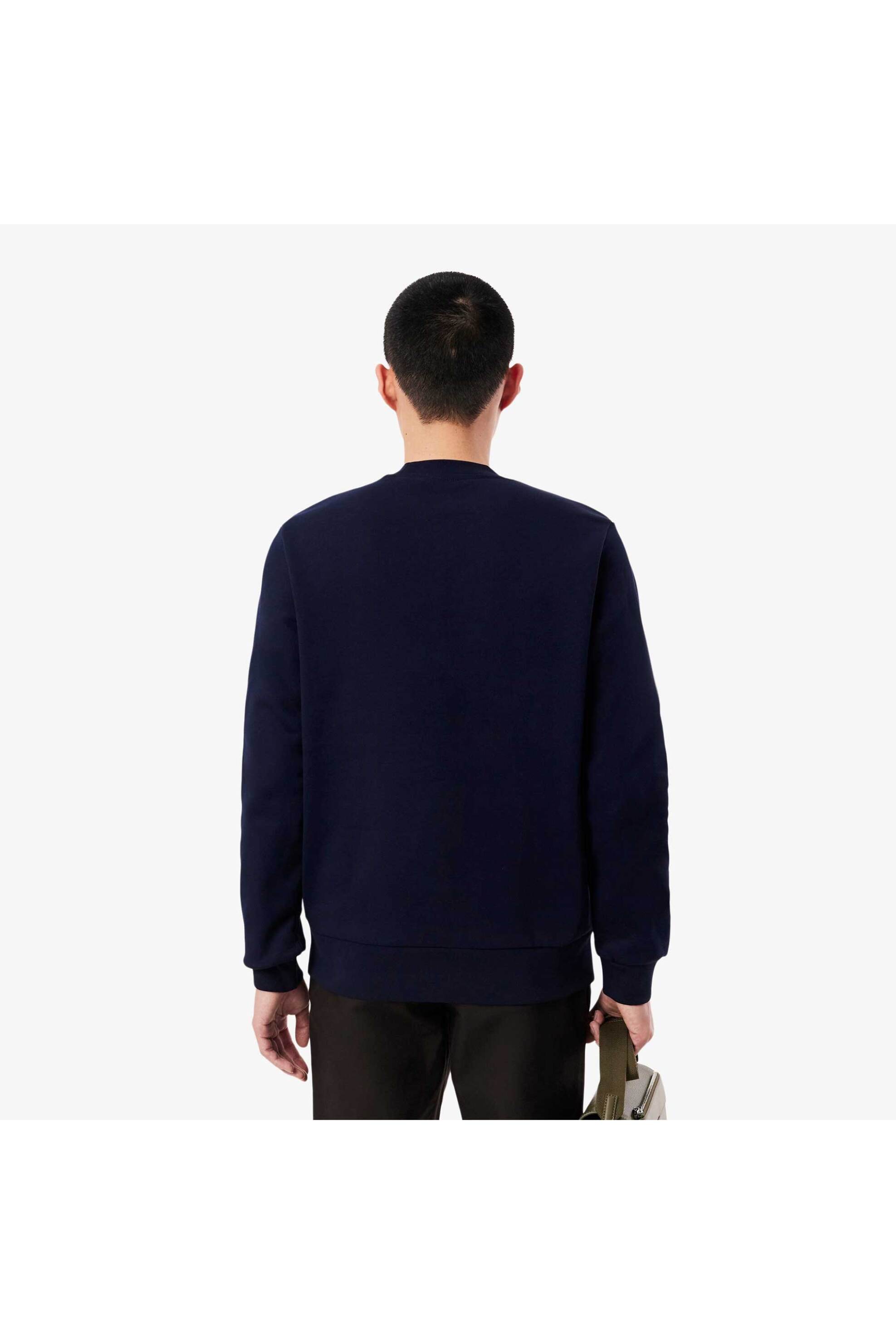 Lacoste ανδρική μπλούζα φούτερ μονόχρωμη με κεντημένο λογότυπο Classic Fit - SH9608 Μπλε Σκούρο φωτογραφία