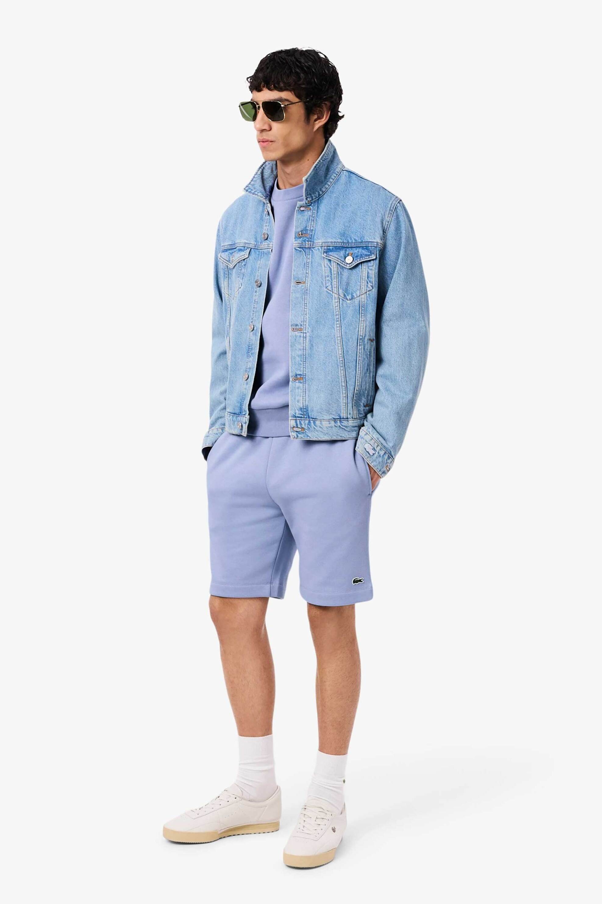 Lacoste ανδρική μπλούζα φούτερ μονόχρωμη με κεντημένο λογότυπο Classic Fit - SH9608 Λιλά φωτογραφία