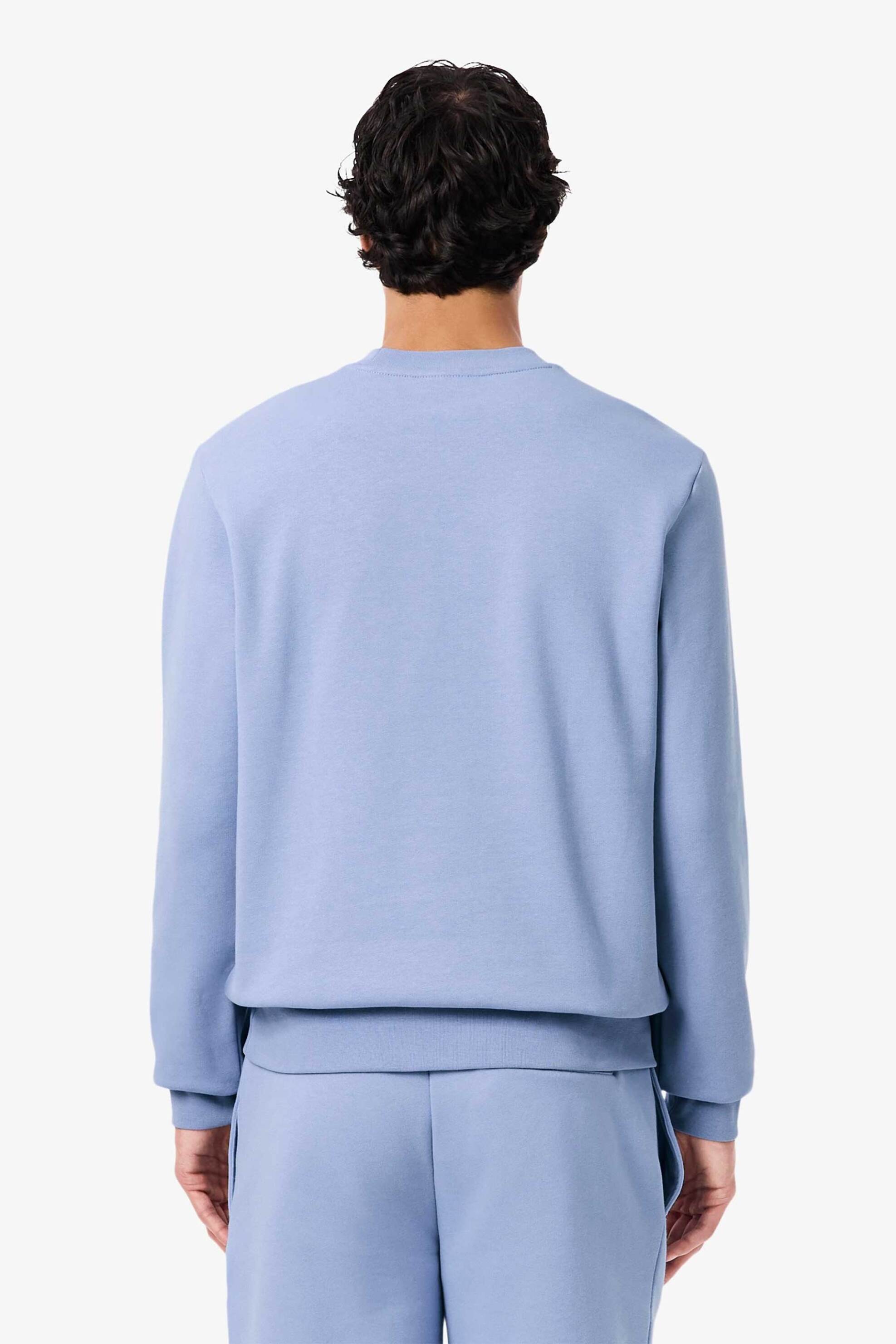 Lacoste ανδρική μπλούζα φούτερ μονόχρωμη με κεντημένο λογότυπο Classic Fit - SH9608 Λιλά φωτογραφία