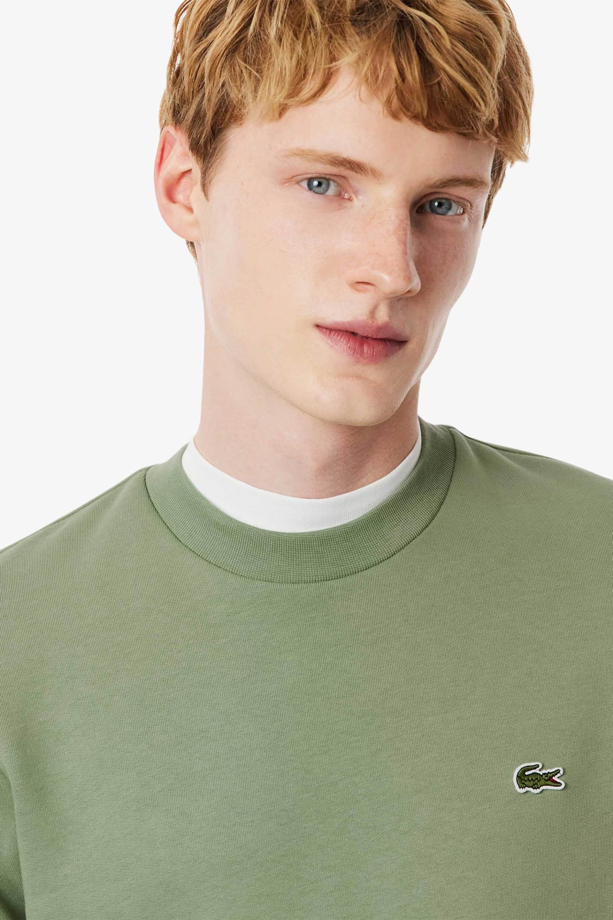 Lacoste ανδρική μπλούζα φούτερ μονόχρωμη με κεντημένο λογότυπο Classic Fit - SH9608 Πράσινο Teal φωτογραφία