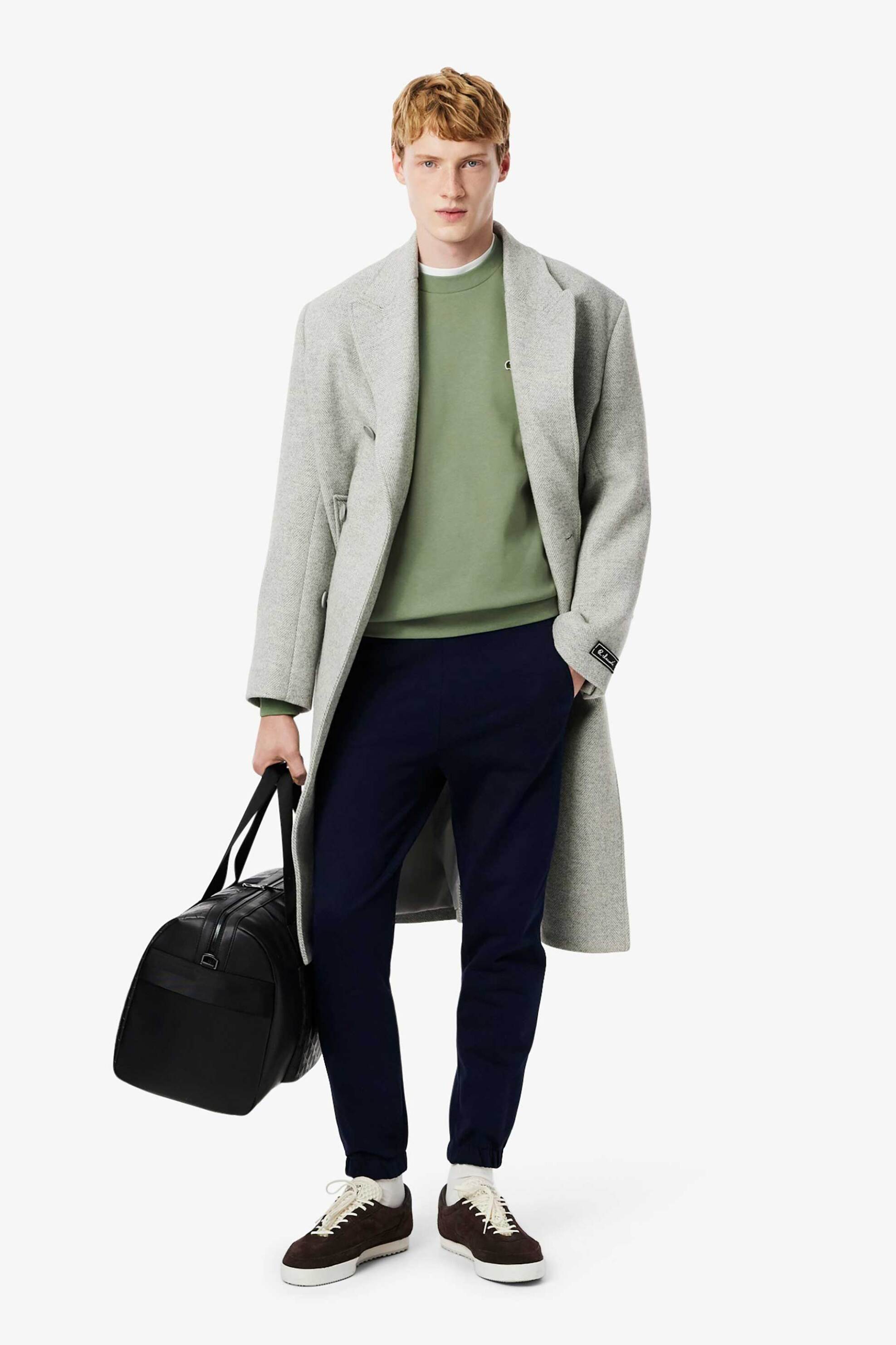 Lacoste ανδρική μπλούζα φούτερ μονόχρωμη με κεντημένο λογότυπο Classic Fit - SH9608 Πράσινο Teal φωτογραφία