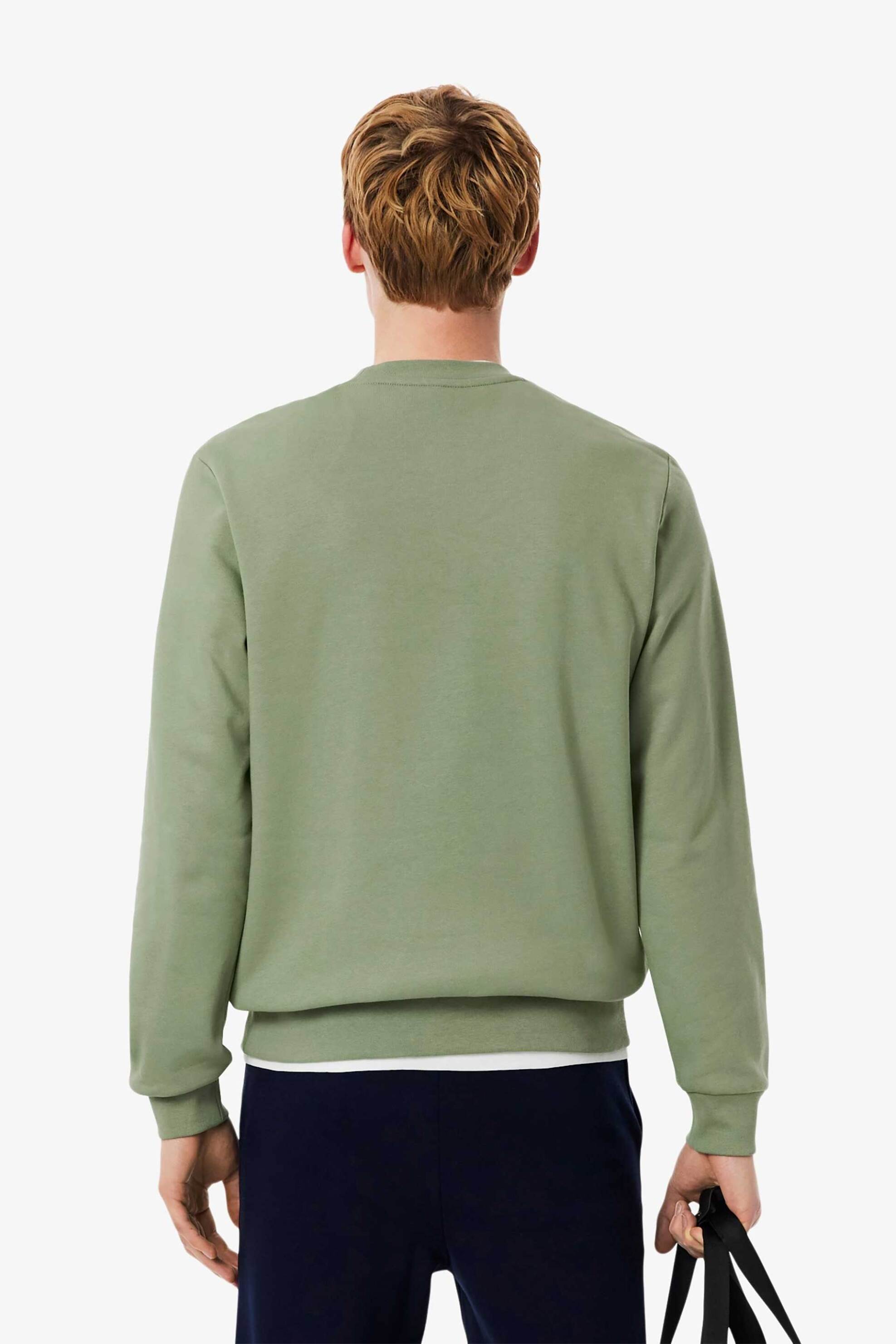 Lacoste ανδρική μπλούζα φούτερ μονόχρωμη με κεντημένο λογότυπο Classic Fit - SH9608 Πράσινο Teal φωτογραφία