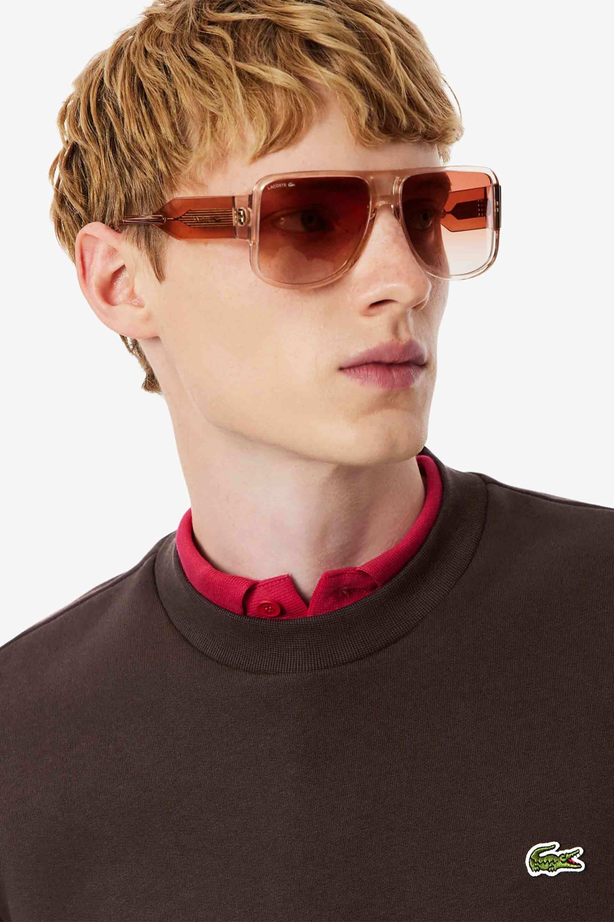 Lacoste ανδρική μπλούζα φούτερ μονόχρωμη με κεντημένο λογότυπο Classic Fit - SH9608 Καφέ φωτογραφία