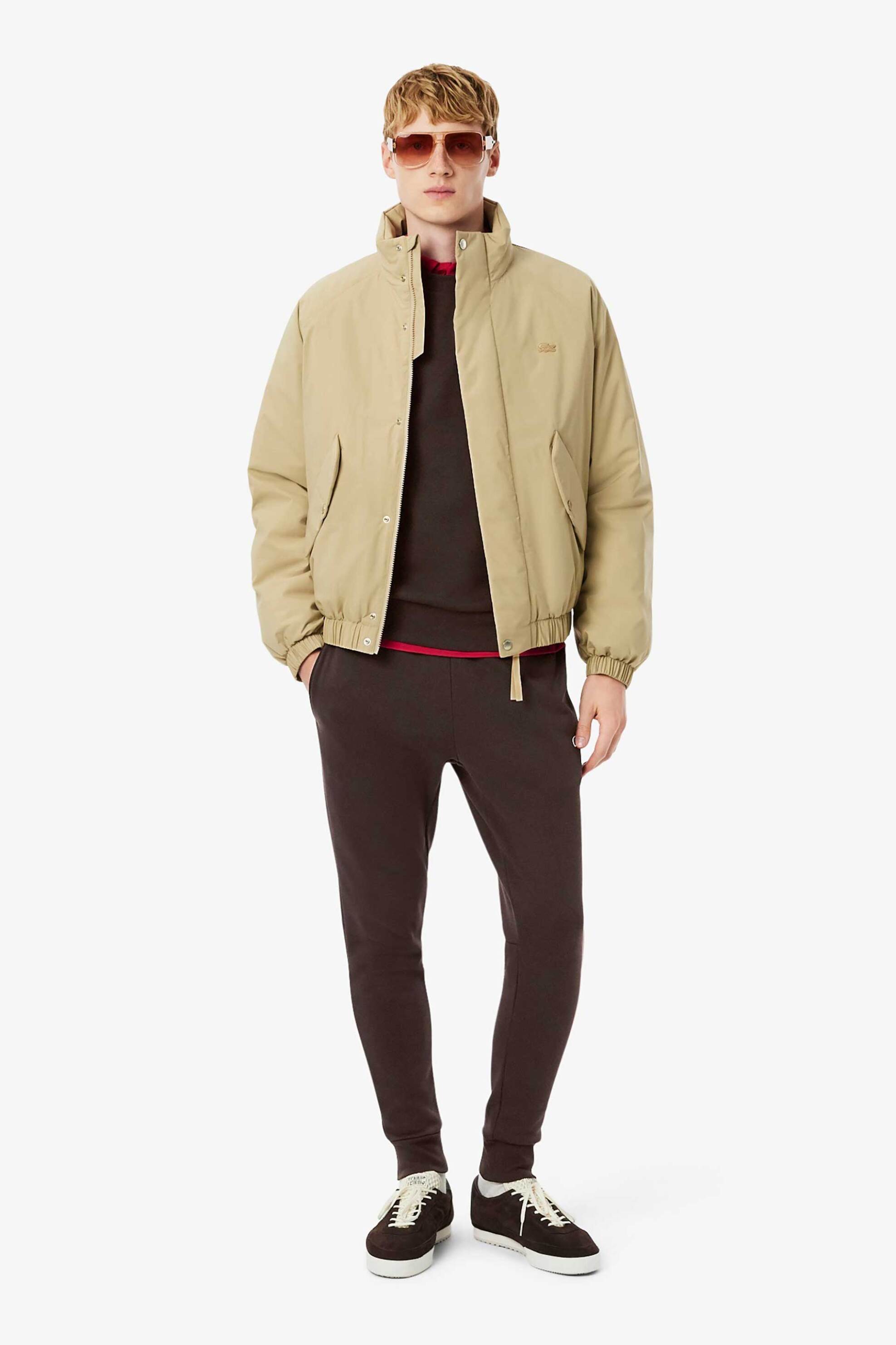 Lacoste ανδρική μπλούζα φούτερ μονόχρωμη με κεντημένο λογότυπο Classic Fit - SH9608 Καφέ φωτογραφία