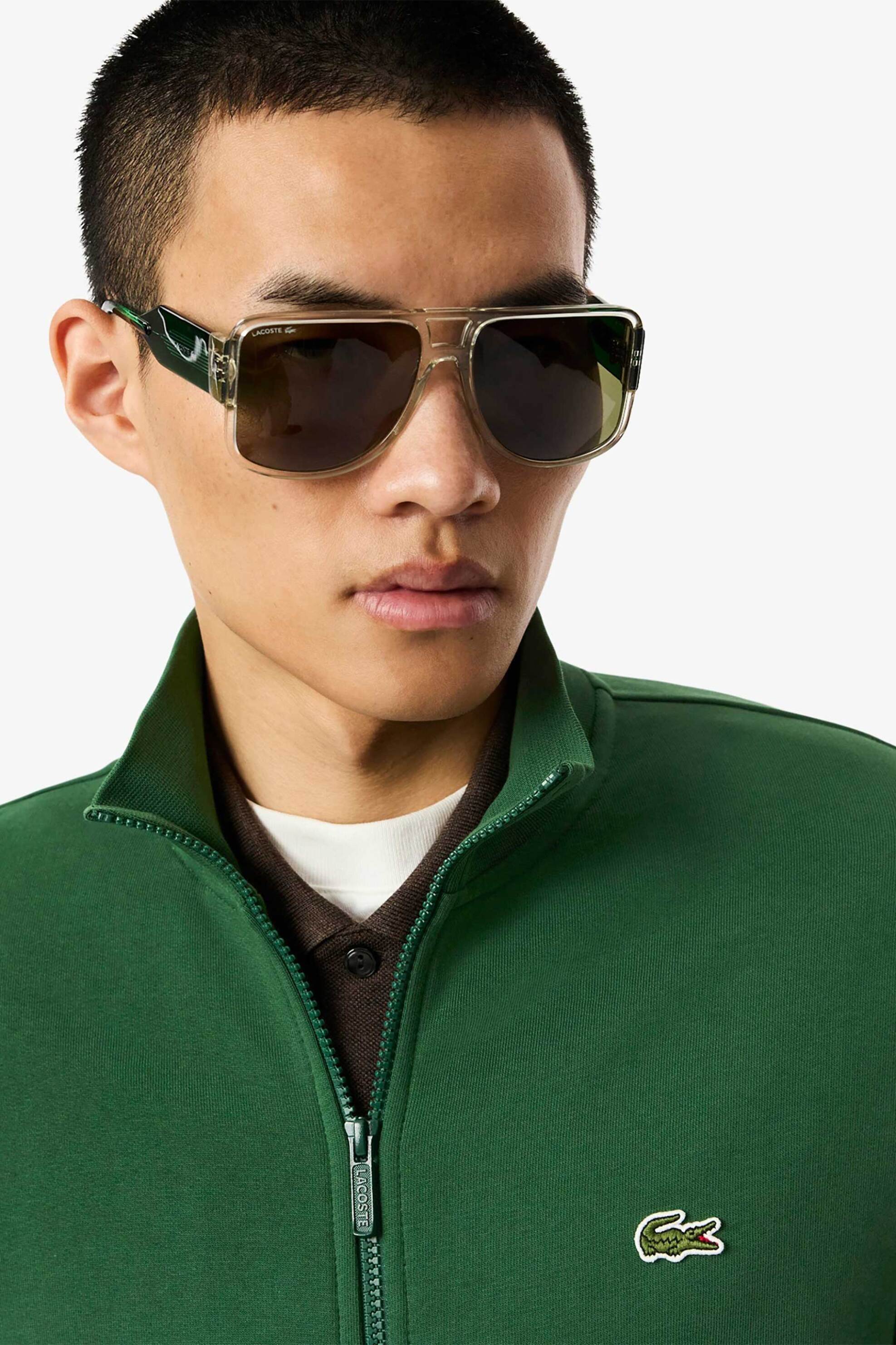 Lacoste ανδρική ζακέτα φούτερ fleece με ψηλό λαιμό και κεντημένο λογότυπο Regular Fit - SH9622 Πράσινο Σκούρο φωτογραφία