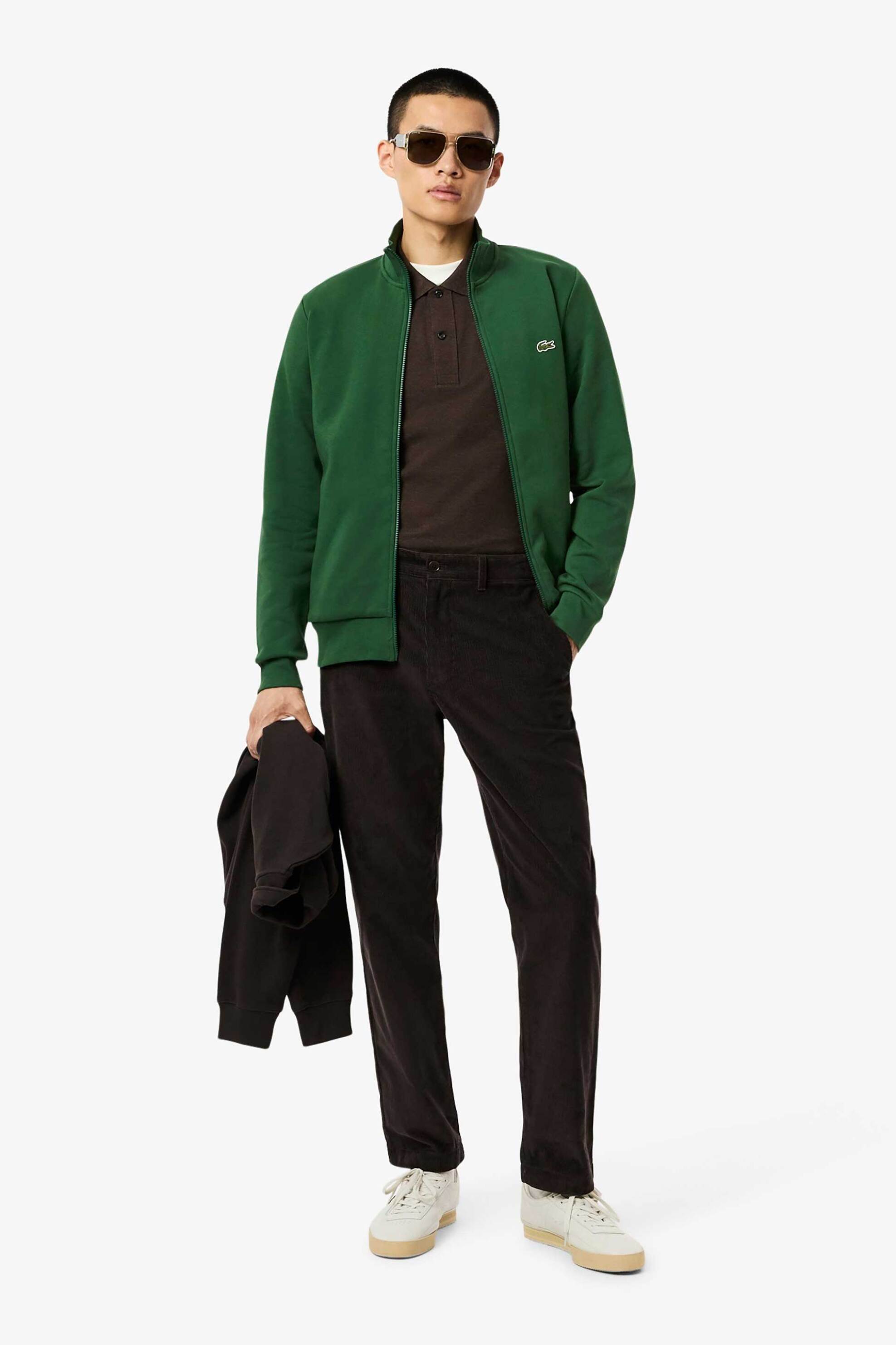 Lacoste ανδρική ζακέτα φούτερ fleece με ψηλό λαιμό και κεντημένο λογότυπο Regular Fit - SH9622 Πράσινο Σκούρο φωτογραφία