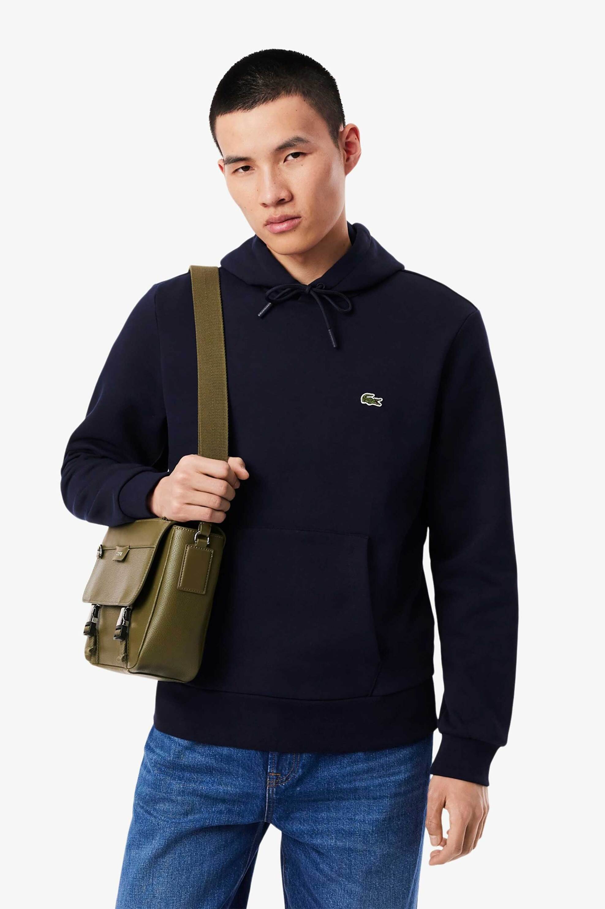 Lacoste ανδρική μπλούζα φούτερ με κουκούλα και κεντημένο λογότυπο - SH9623 Μπλε Marine