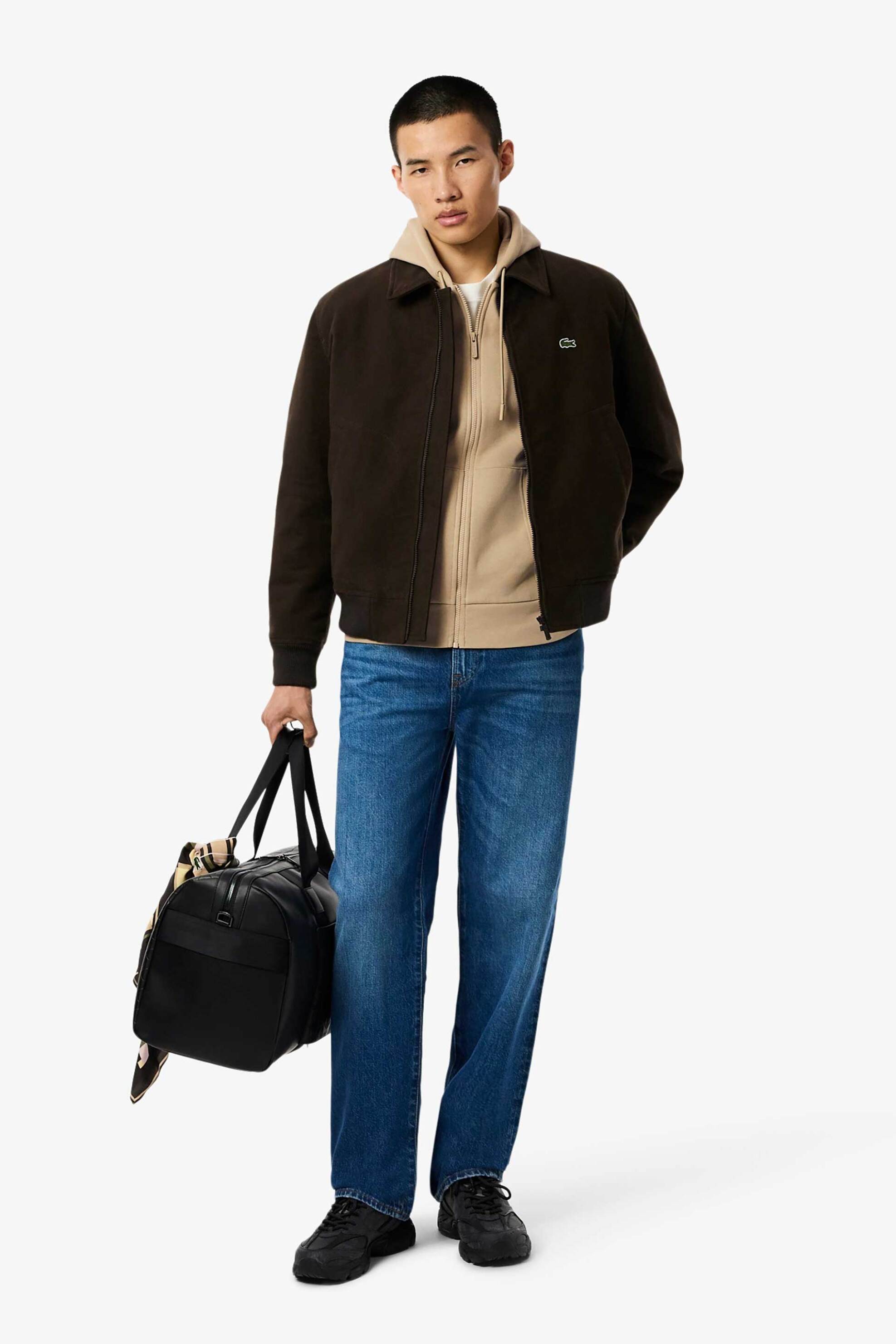 Lacoste ανδρική ζακέτα φούτερ με κουκούλα και κεντημένο λογότυπο Classic Fit - SH9626 Μπεζ φωτογραφία