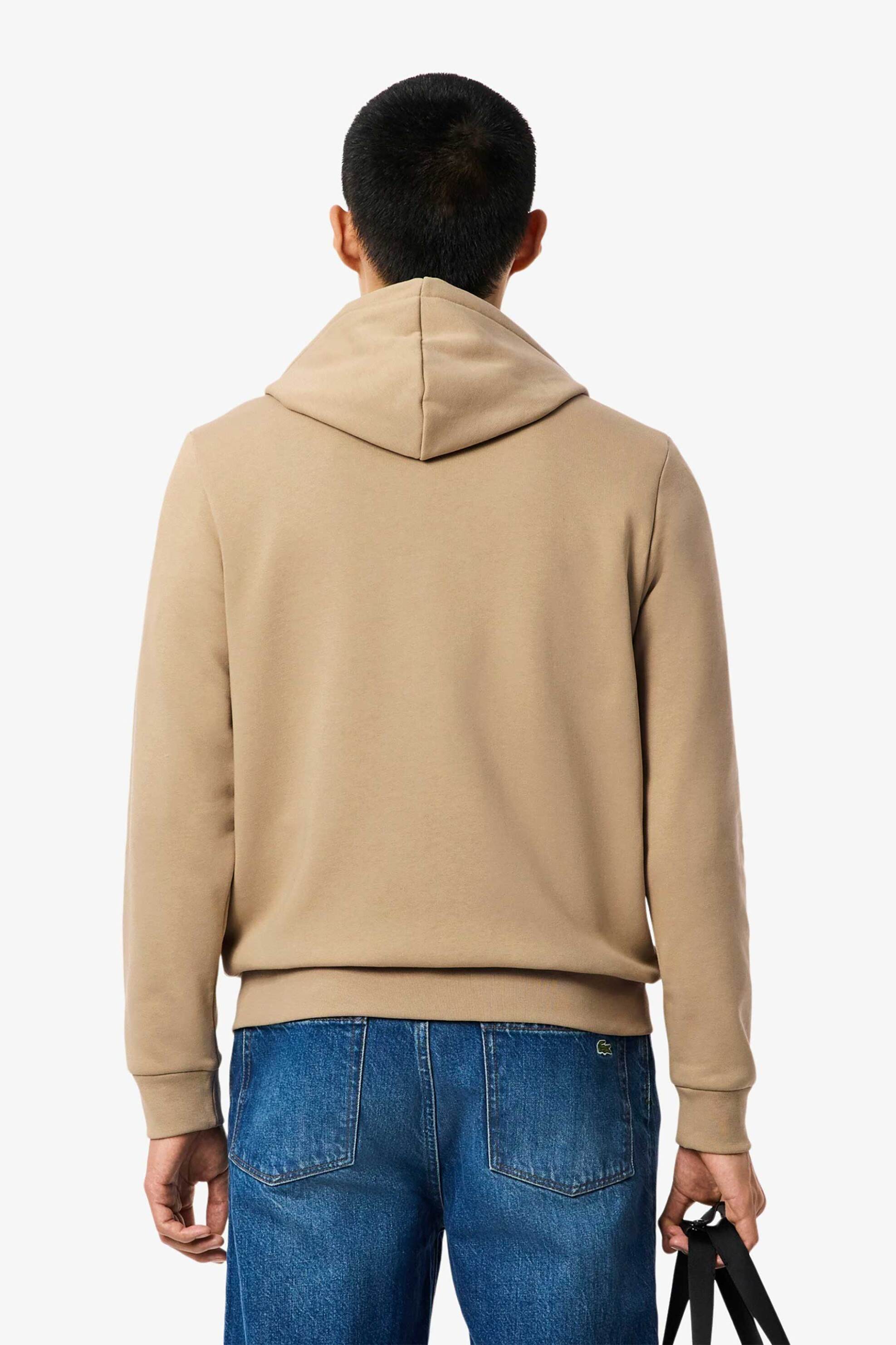 Lacoste ανδρική ζακέτα φούτερ με κουκούλα και κεντημένο λογότυπο Classic Fit - SH9626 Μπεζ φωτογραφία