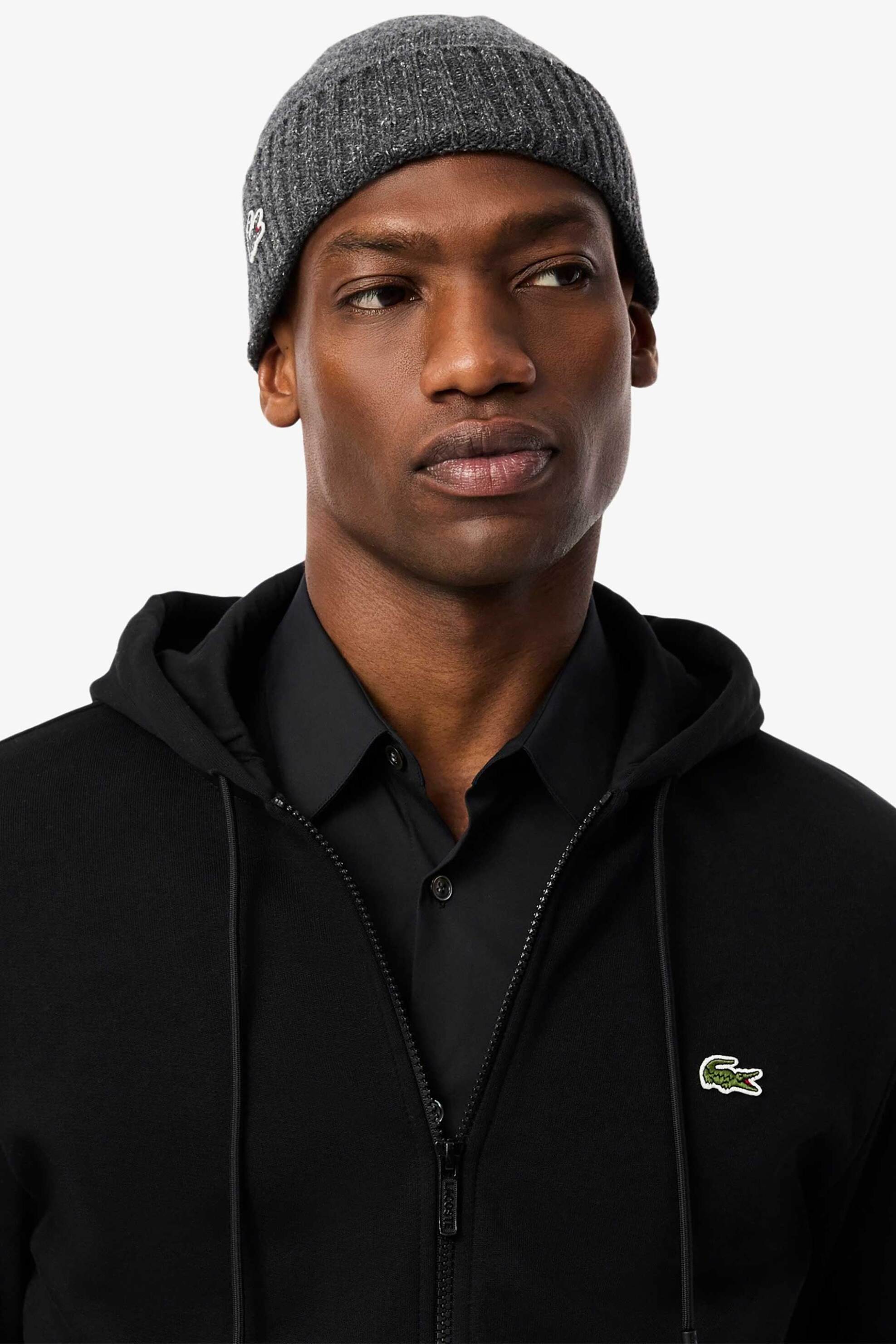 Lacoste ανδρική ζακέτα φούτερ με κουκούλα και κεντημένο λογότυπο Classic Fit - SH9626 Μαύρο φωτογραφία