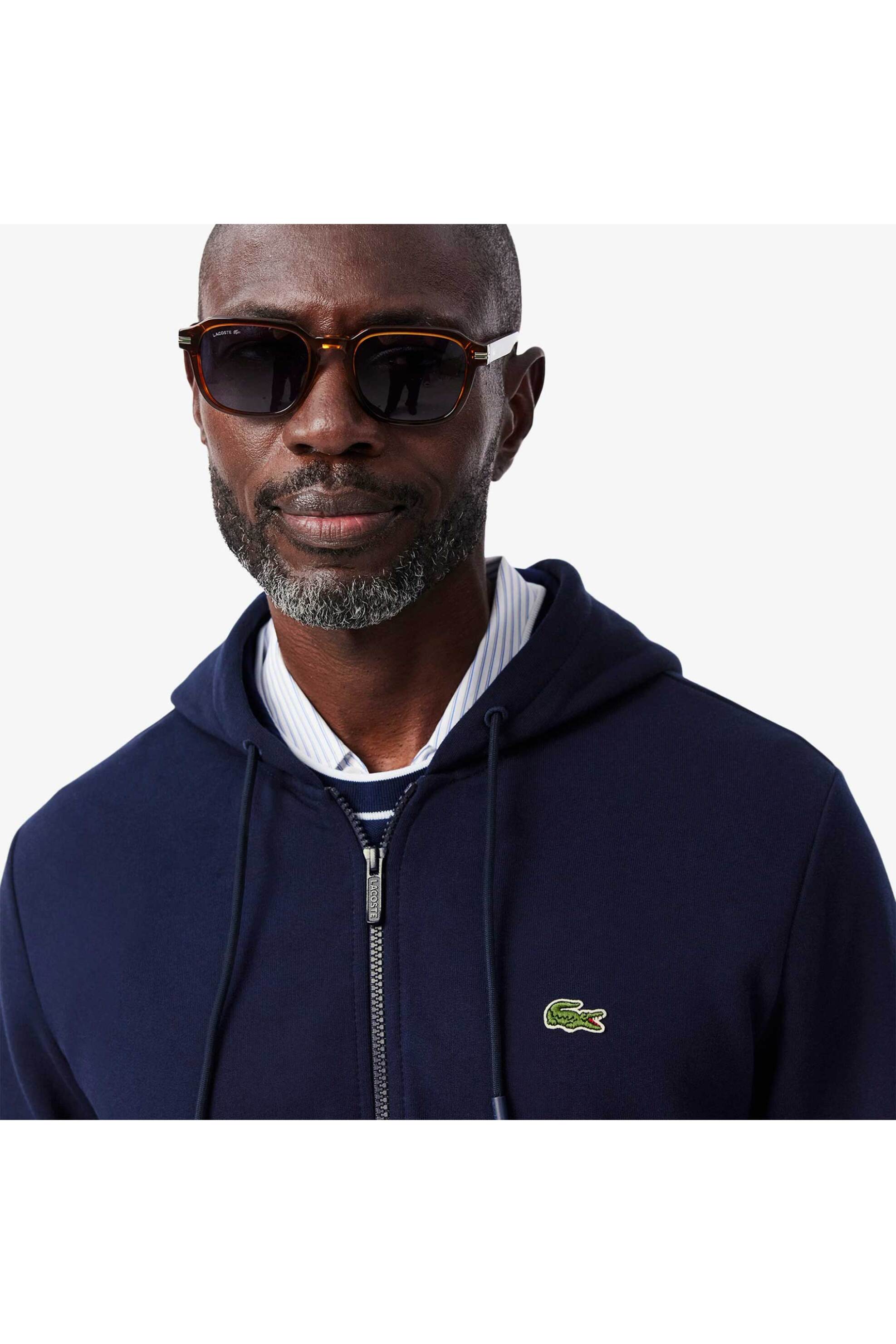 Lacoste ανδρική ζακέτα φούτερ με κουκούλα και κεντημένο λογότυπο Classic Fit - SH9626 Μπλε Σκούρο φωτογραφία