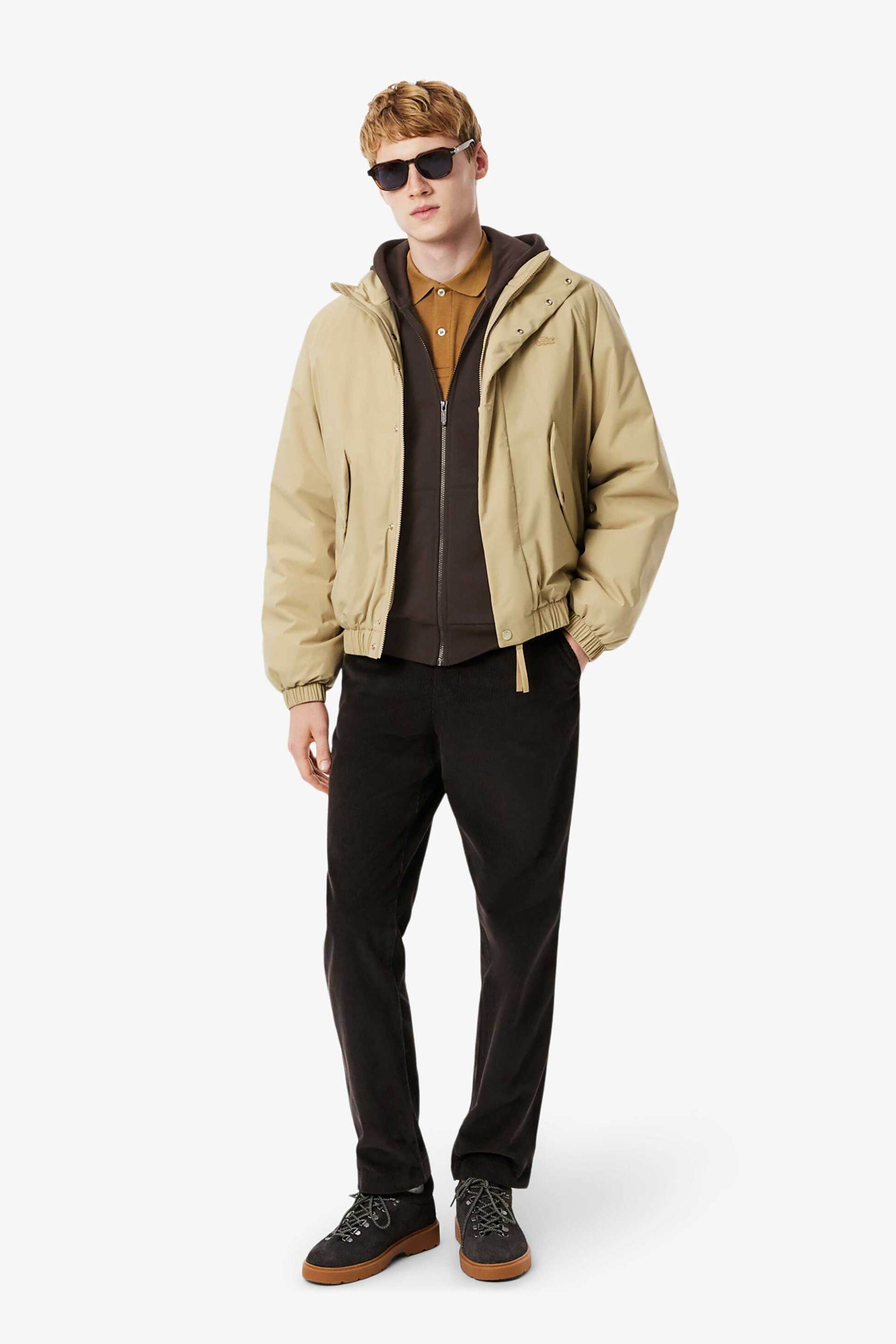 Lacoste ανδρική ζακέτα φούτερ με κουκούλα και κεντημένο λογότυπο Classic Fit - SH9626 Καφέ φωτογραφία