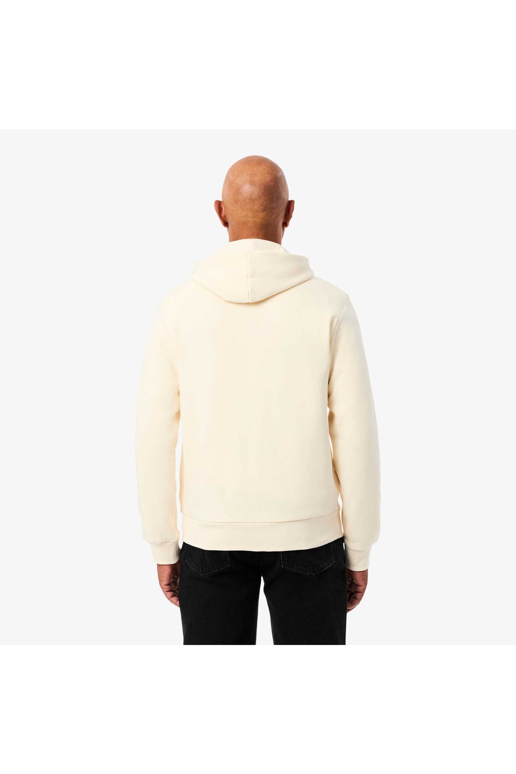 Lacoste ανδρική ζακέτα φούτερ με κουκούλα και κεντημένο λογότυπο Classic Fit - SH9626 Εκρού φωτογραφία