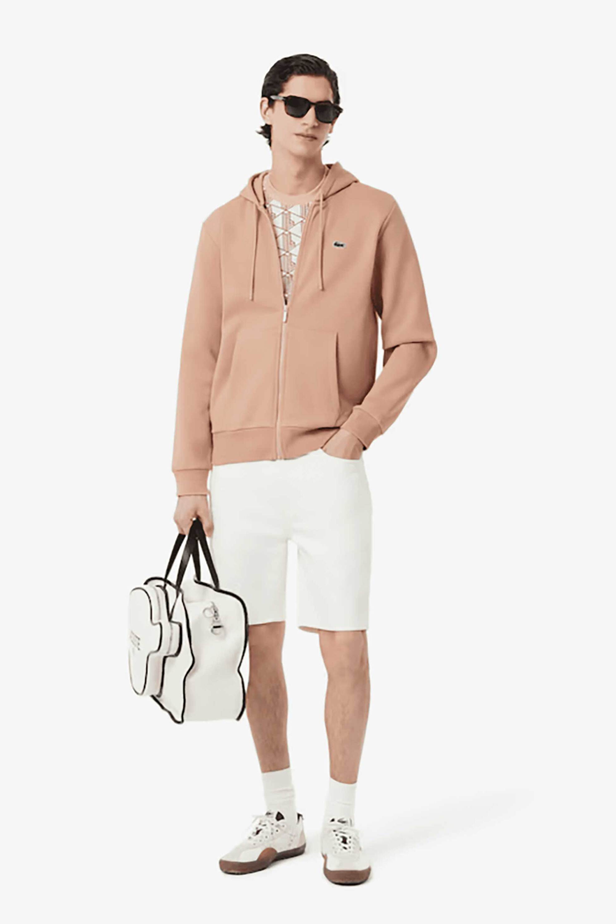 Lacoste ανδρική ζακέτα φούτερ με κουκούλα και κεντημένο λογότυπο Classic Fit - SH9809-00 Σομόν φωτογραφία