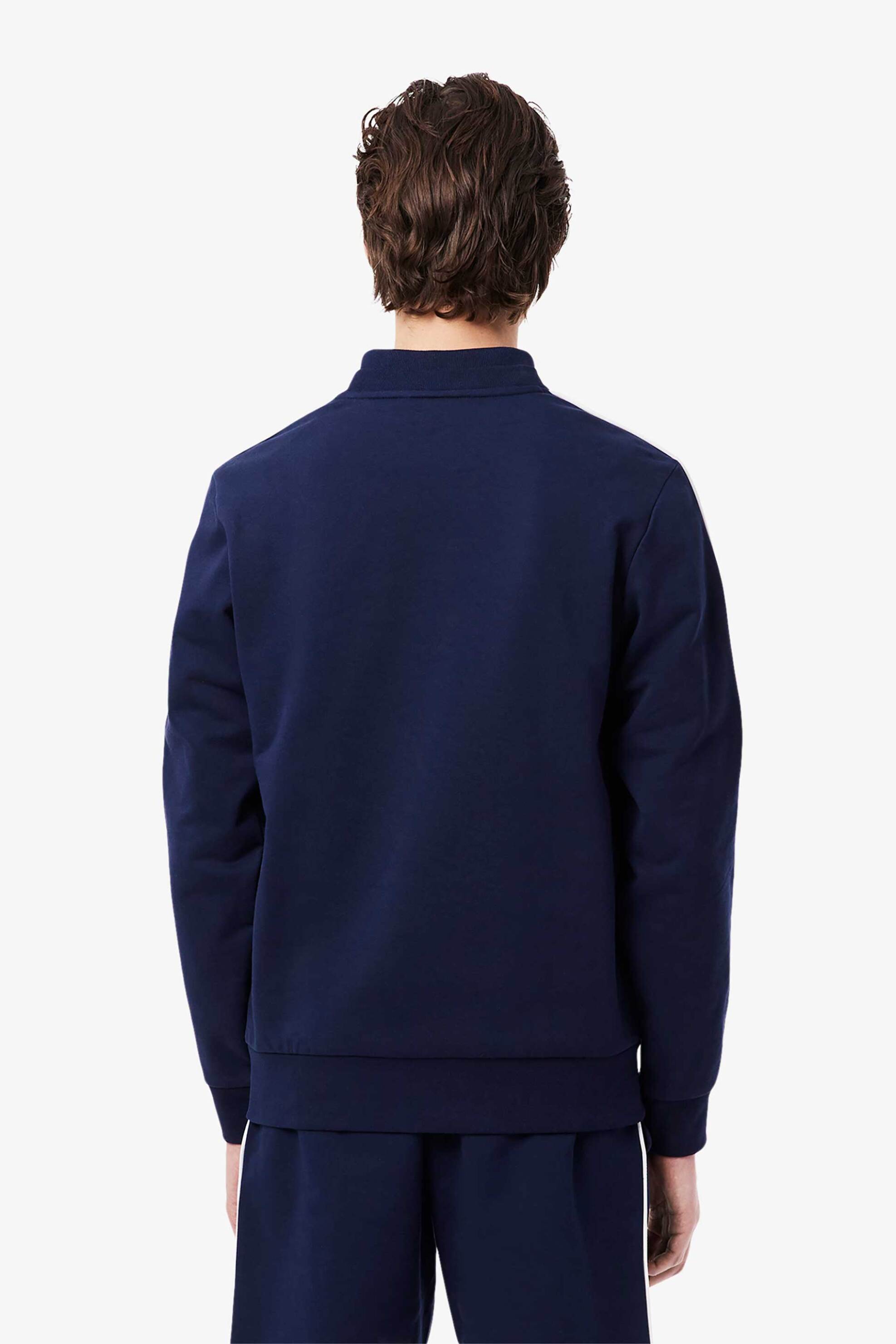 Lacoste ανδρική μπλούζα φούτερ με contrast ρίγα με logo tape και κεντημένο λογότυπο Classic Fit - SH9818-00 Μπλε Σκούρο φωτογραφία