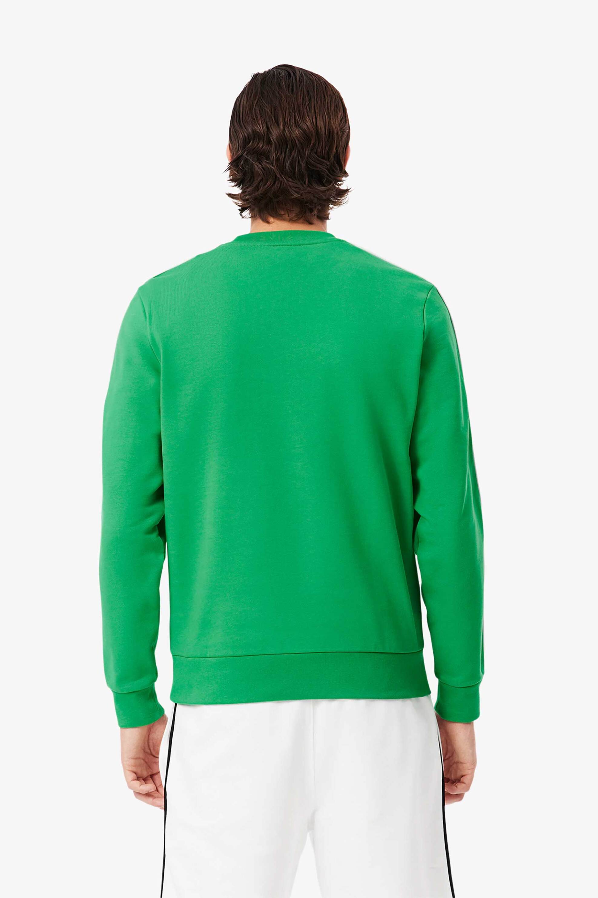 Lacoste ανδρική μπλούζα φούτερ με contrast ρίγα με logo tape και κεντημένο λογότυπο Classic Fit - SH9818-00 Πράσινο φωτογραφία