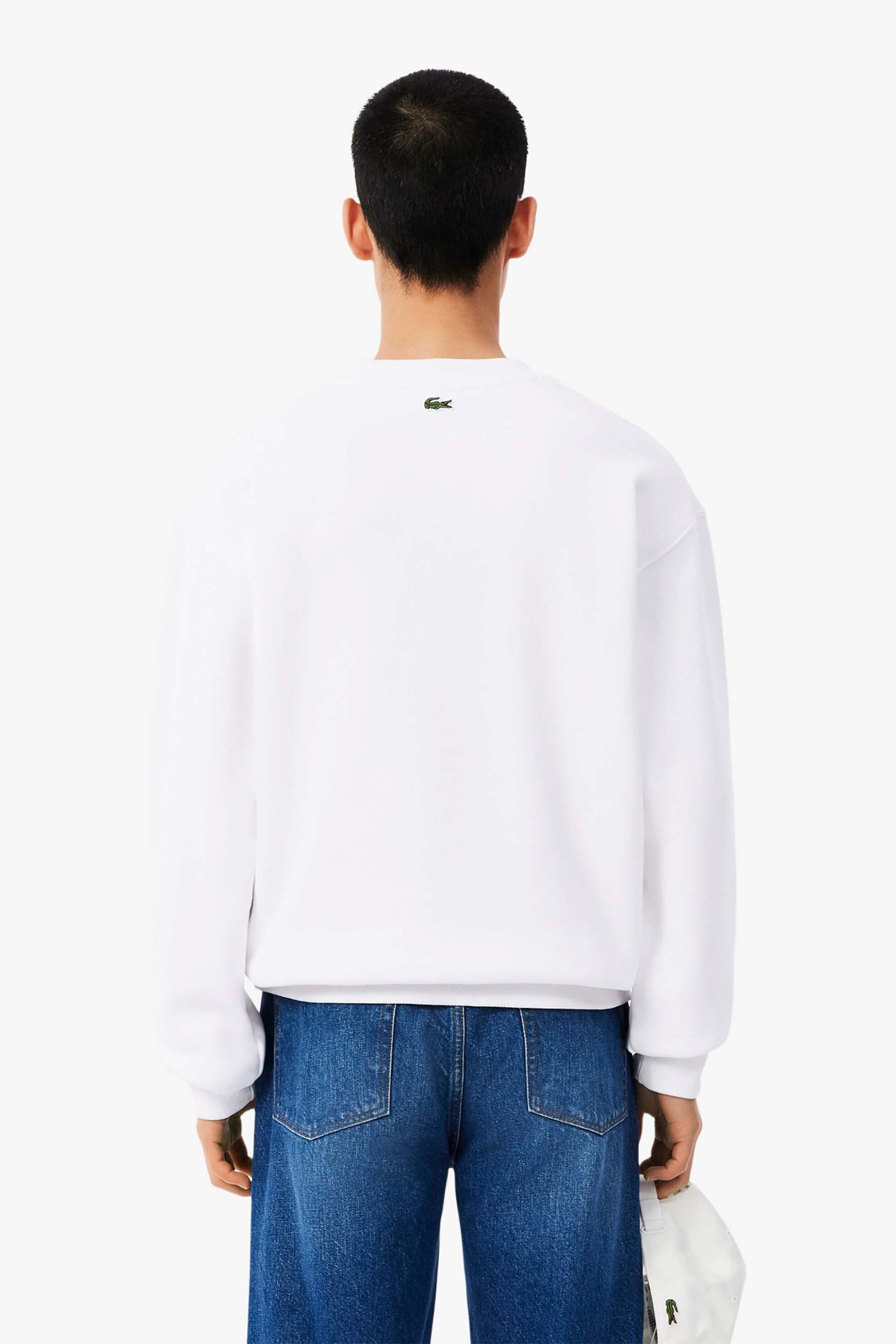 Lacoste Ανδρική Μπλούζα Φούτερ με Crocodile Print Classic Fit - Sh9989 Λευκό