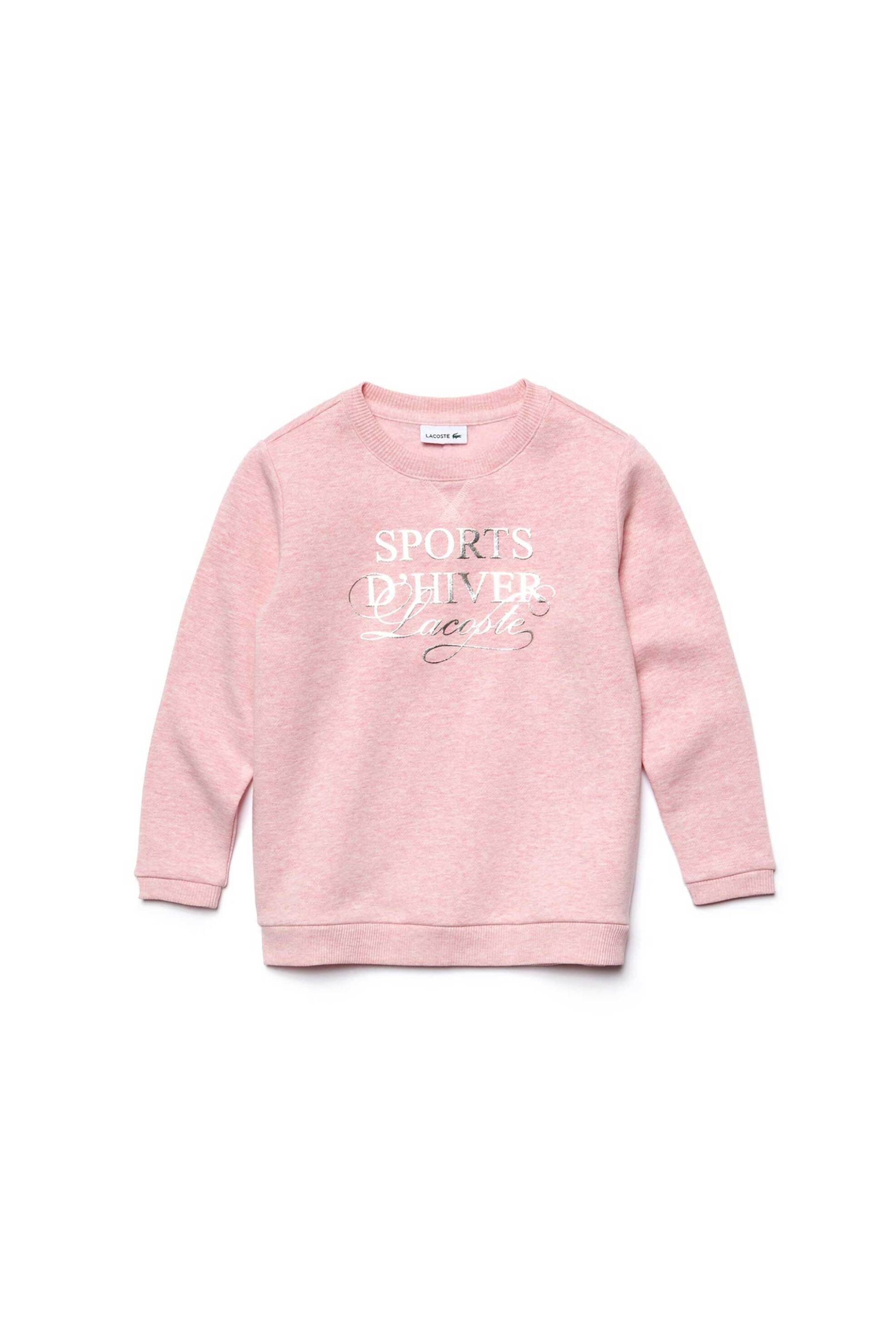 LACOSTE Lacoste παιδική μπλούζα φούτερ με μεταλλιζέ lettering - SJ9682 Ροζ