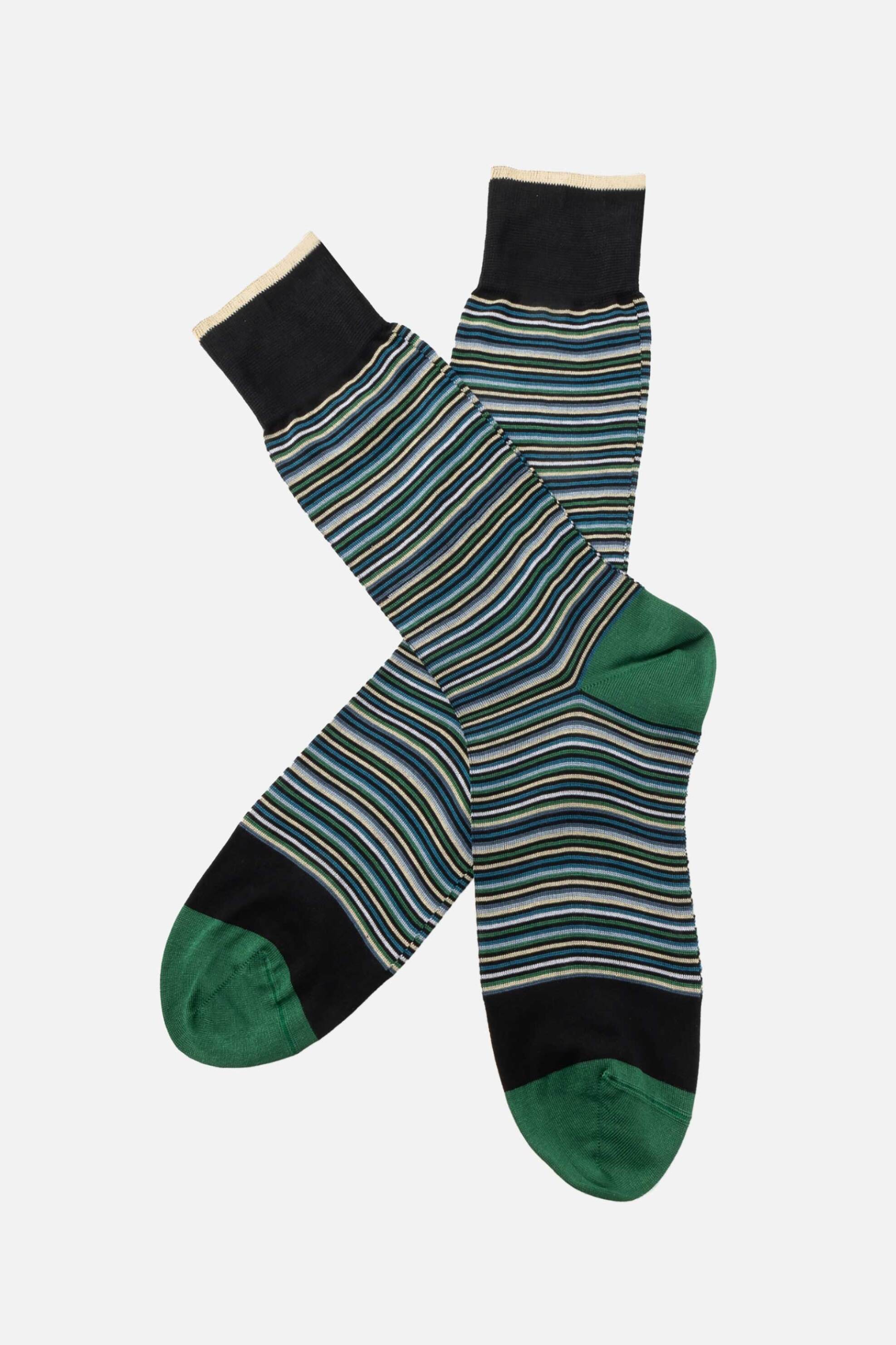 The Bostonians ανδρικές μακριές κάλτσες με ριγέ σχέδιο "Acorn" - SOC3711 Πράσινο Σκούρο