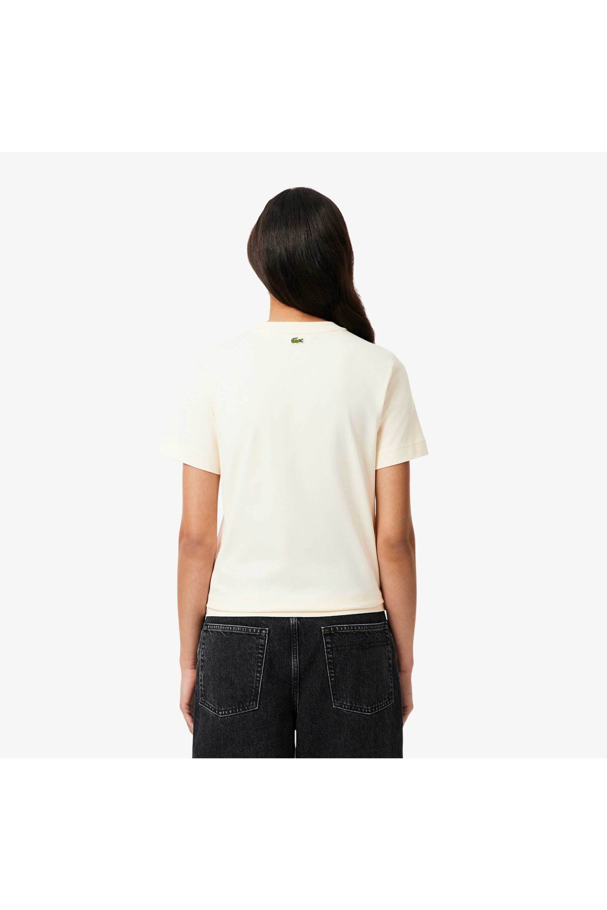 Lacoste γυναικείο T-shirt με ανάγλυφο λογότυπο Regular Fit - TF0355-00 Εκρού φωτογραφία