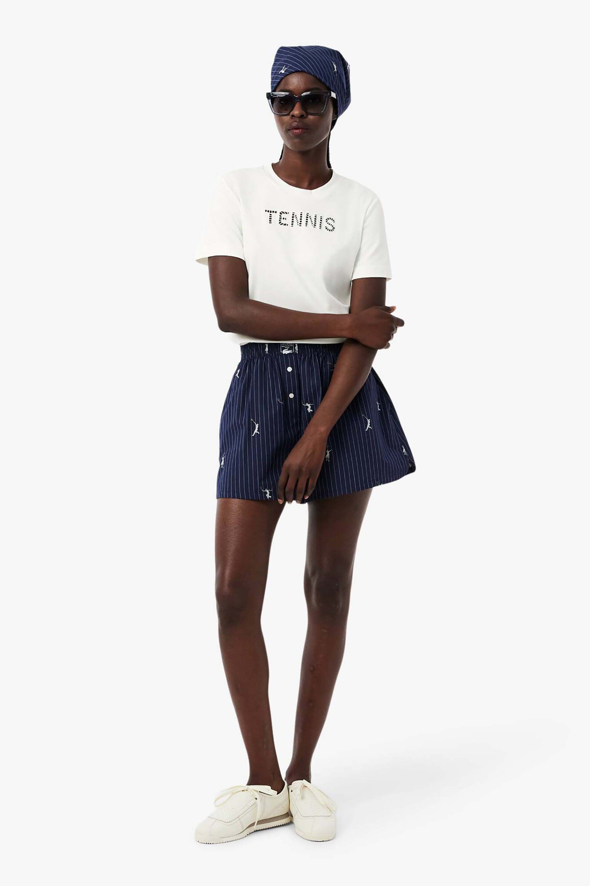 LACOSTE Lacoste γυναικείο T-shirt με διάτρητο κέντημα Tennis Regular Fit - TF1831 Λευκό - 3