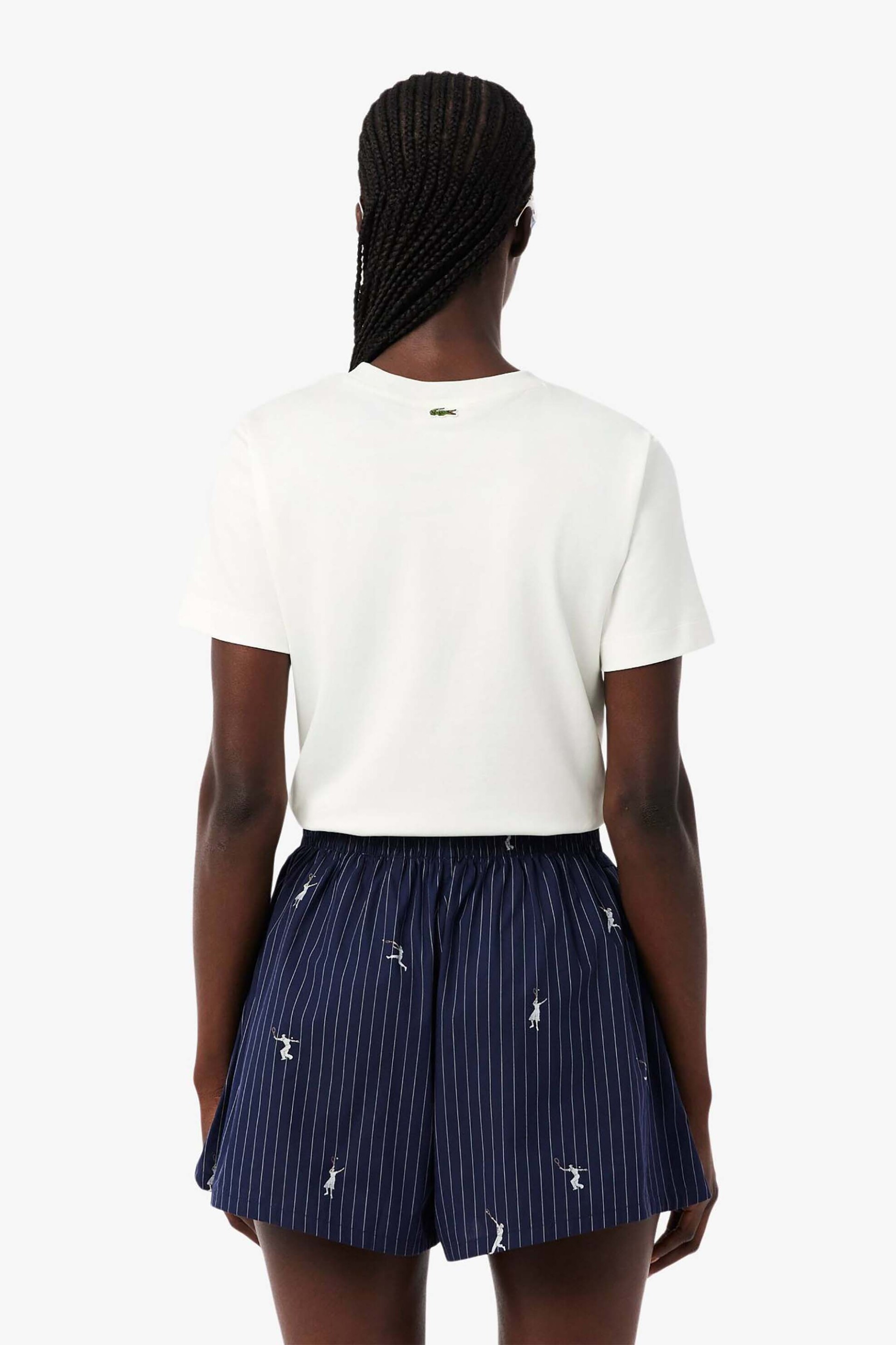 Lacoste Γυναικείο T-Shirt με Διάτρητο Κέντημα Tennis Regular Fit - Tf1831 Λευκό