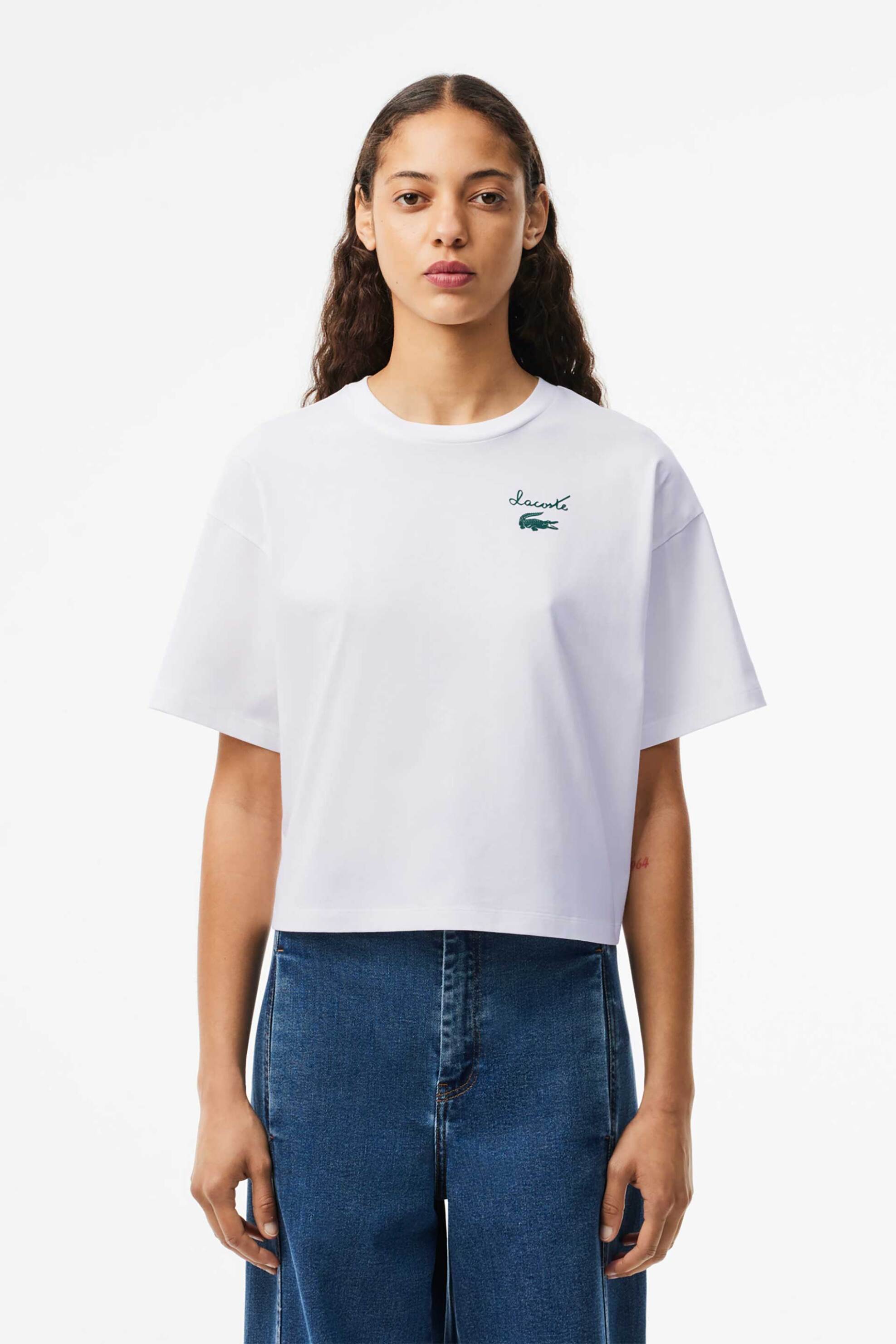 Lacoste Γυναικείο T-shirt με Logo Λευκό 70€