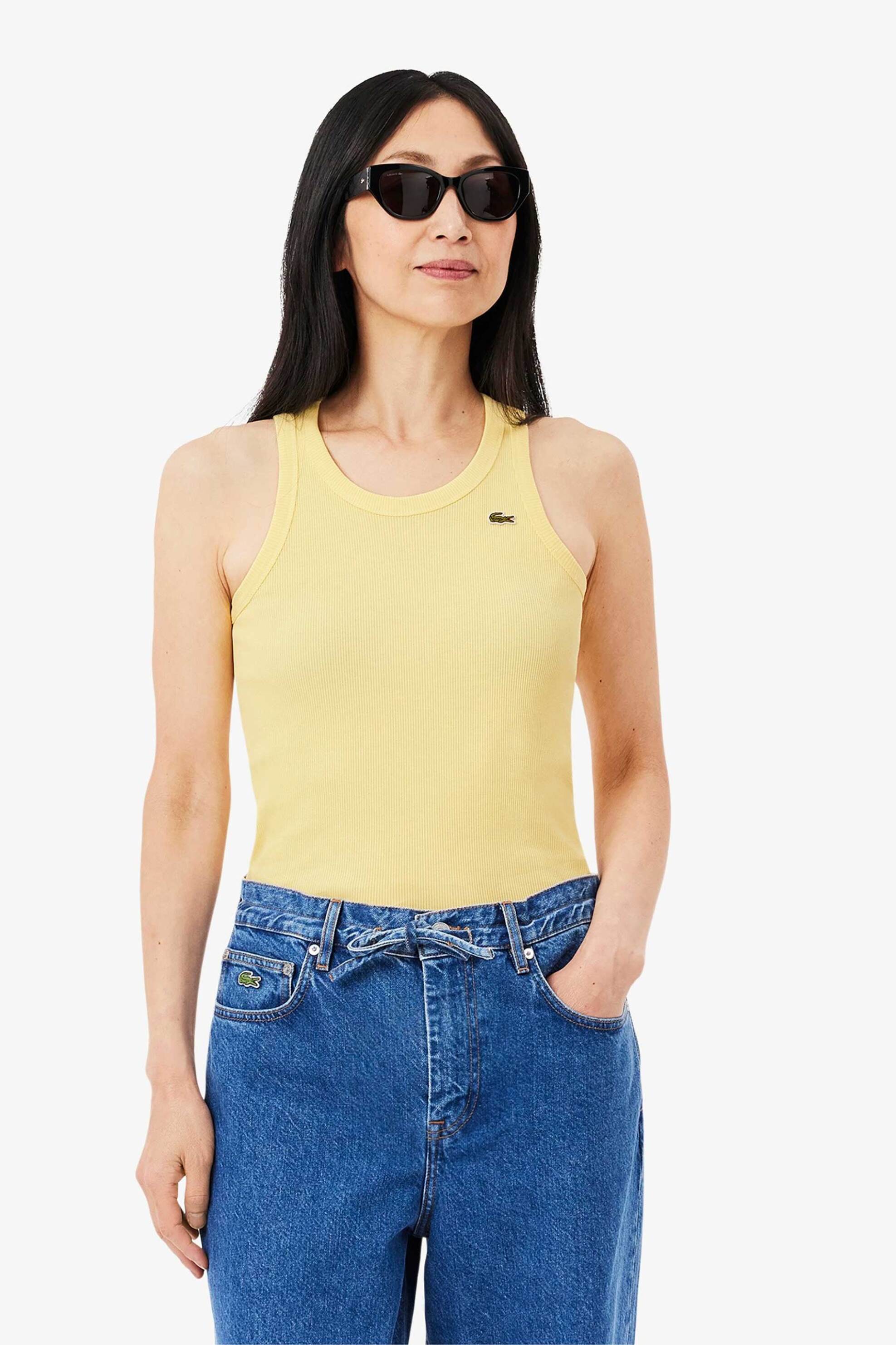 Γυναικείες αμάνικες μπλούζες σε κιτρινο