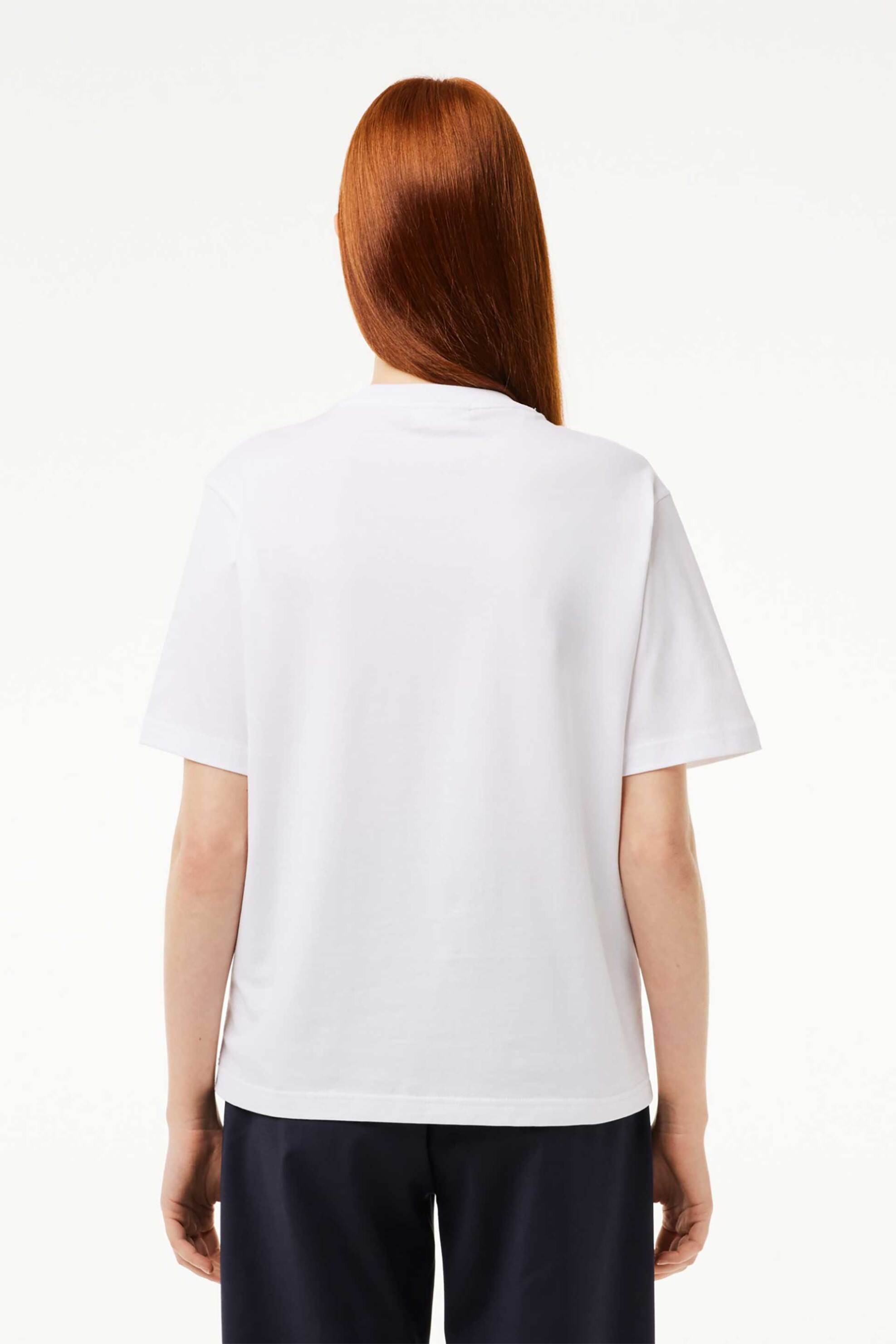 Lacoste γυναικείο T-shirt με κεντημένο λογότυπο Relaxed Fit - TF7215 Λευκό φωτογραφία