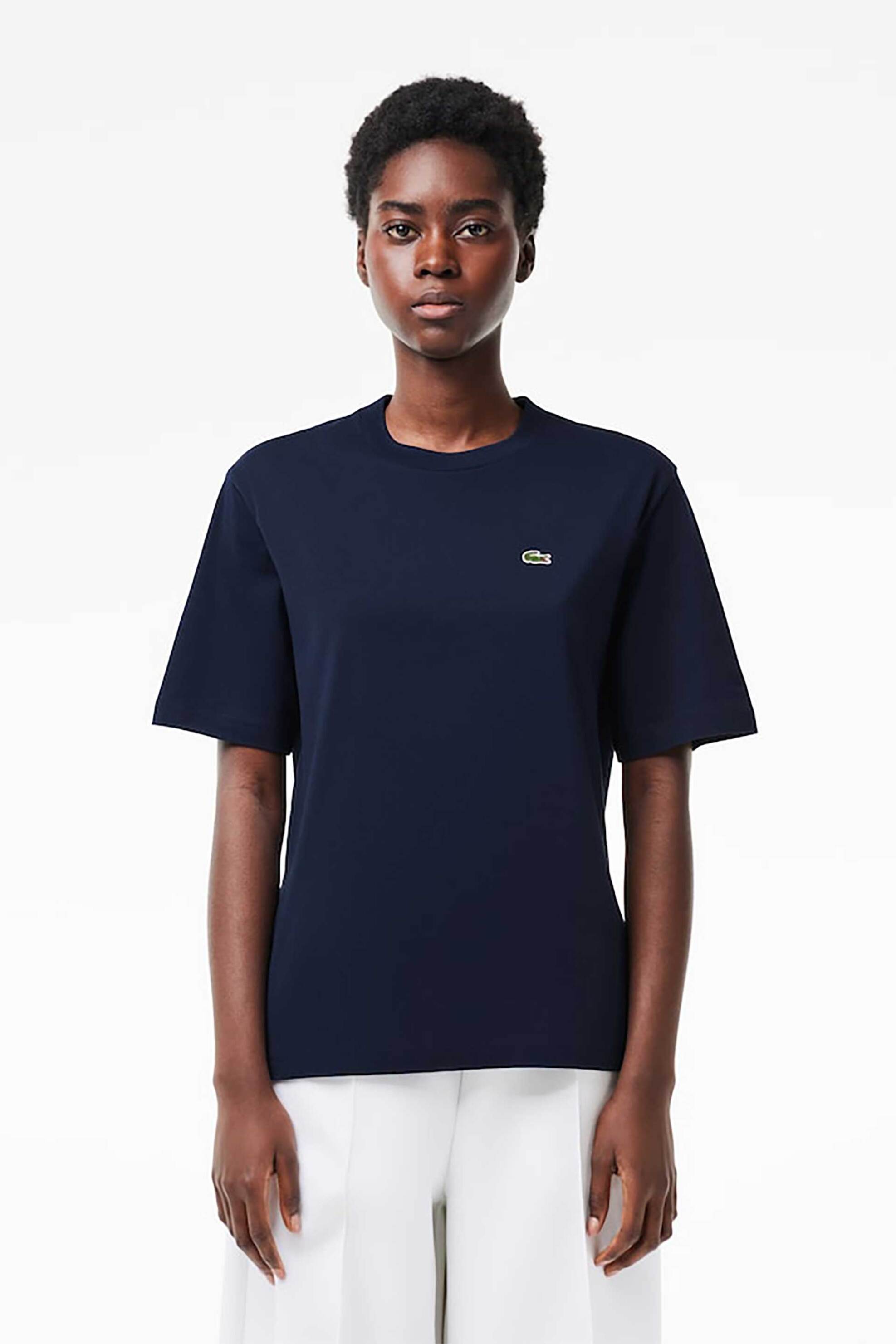 Lacoste Lacoste γυναικείο T-shirt με κεντημένο λογότυπο Relaxed Fit - TF7215 Μπλε Σκούρο