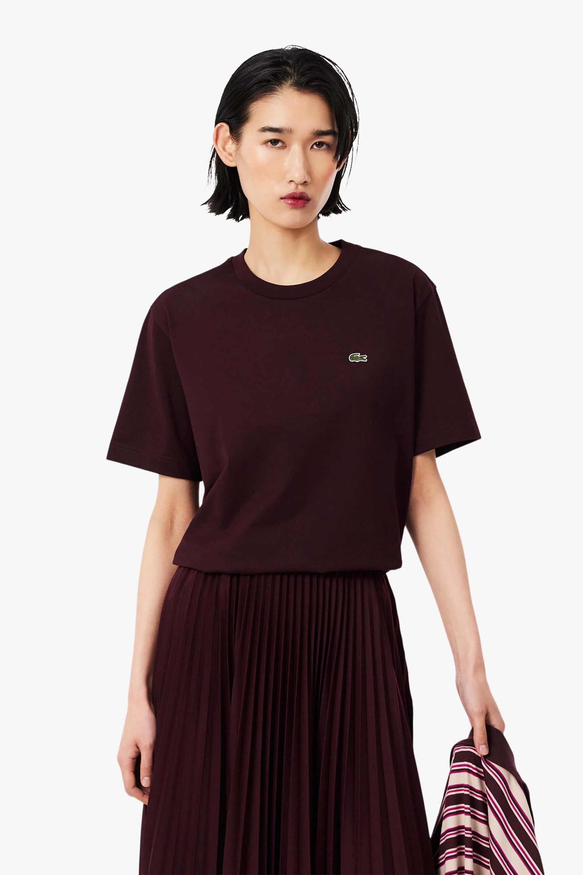 Lacoste γυναικείο T-shirt με κεντημένο λογότυπο Relaxed Fit - TF7215 Μπορντό Σκούρο