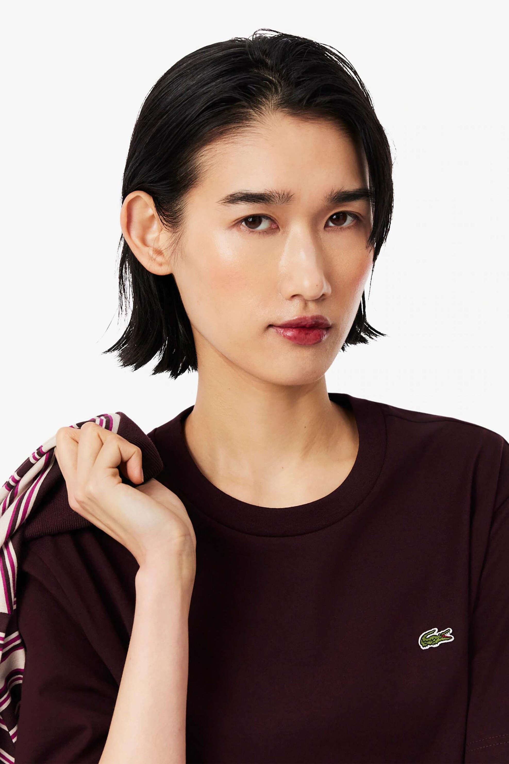 Lacoste γυναικείο T-shirt με κεντημένο λογότυπο Relaxed Fit - TF7215 Μπορντό Σκούρο
