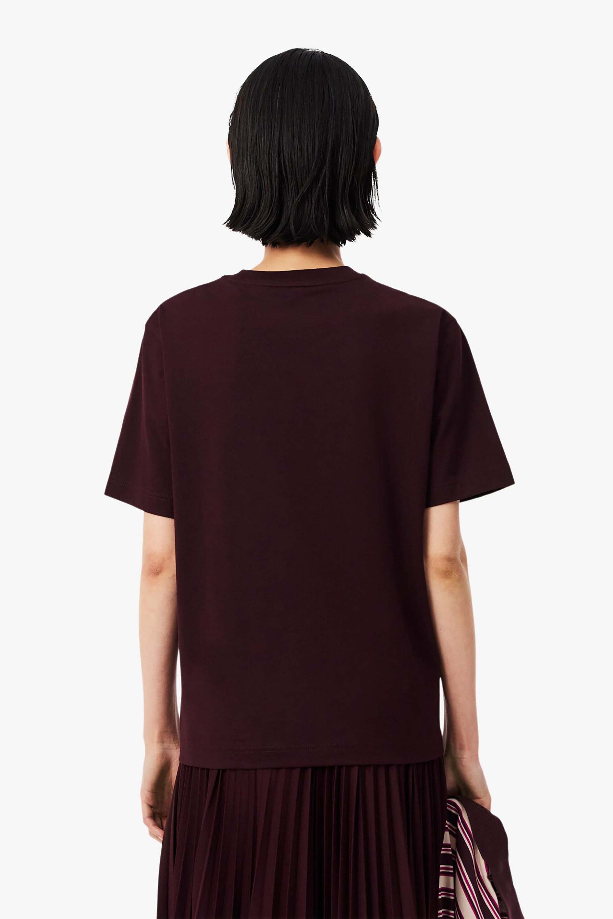 Lacoste Γυναικείο T-Shirt με Κεντημένο Λογότυπο Relaxed Fit - Tf7215 Μπορντό Σκούρο