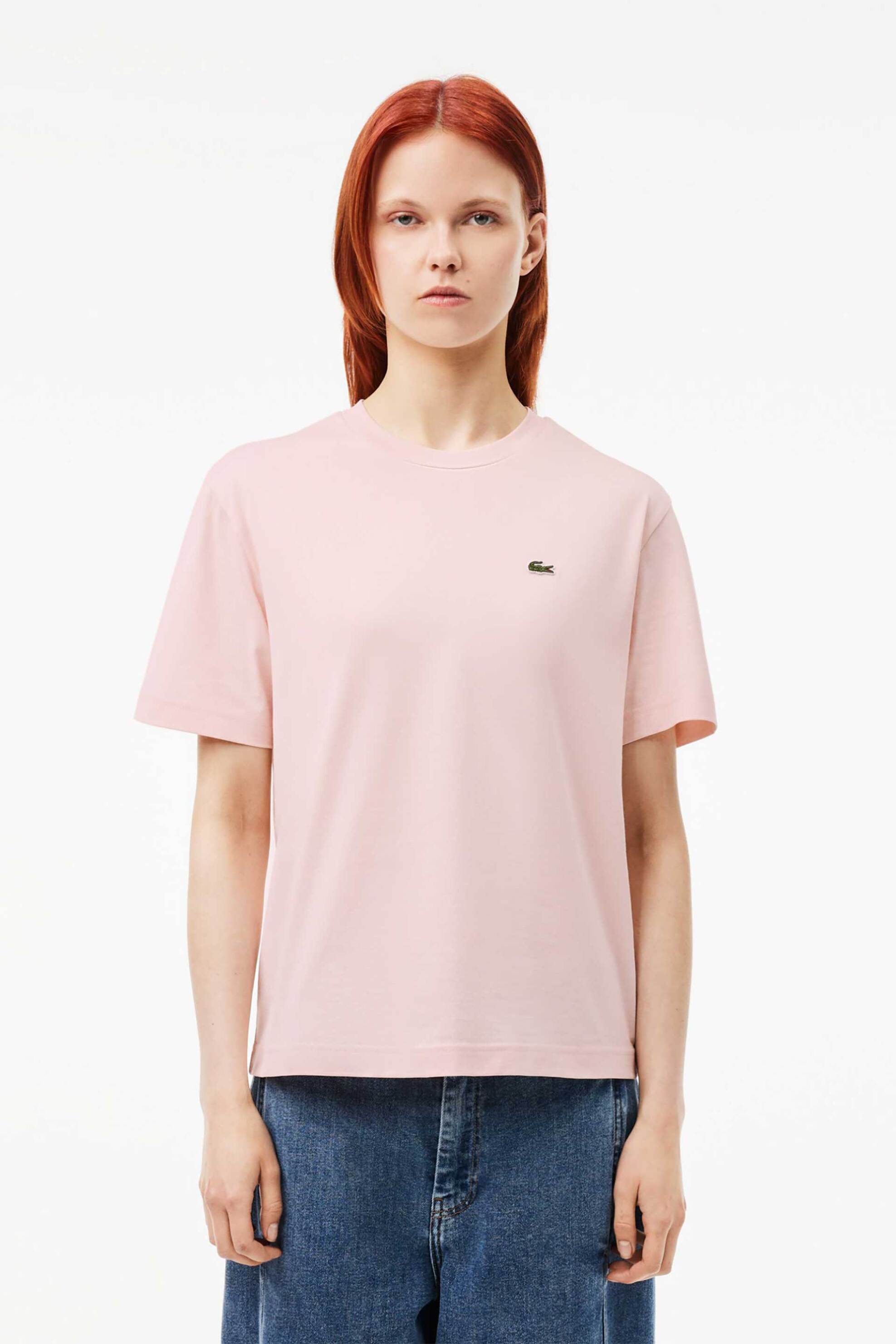 Lacoste γυναικείο T-shirt με κεντημένο λογότυπο Relaxed Fit - TF7215 Ροζ Ανοιχτό