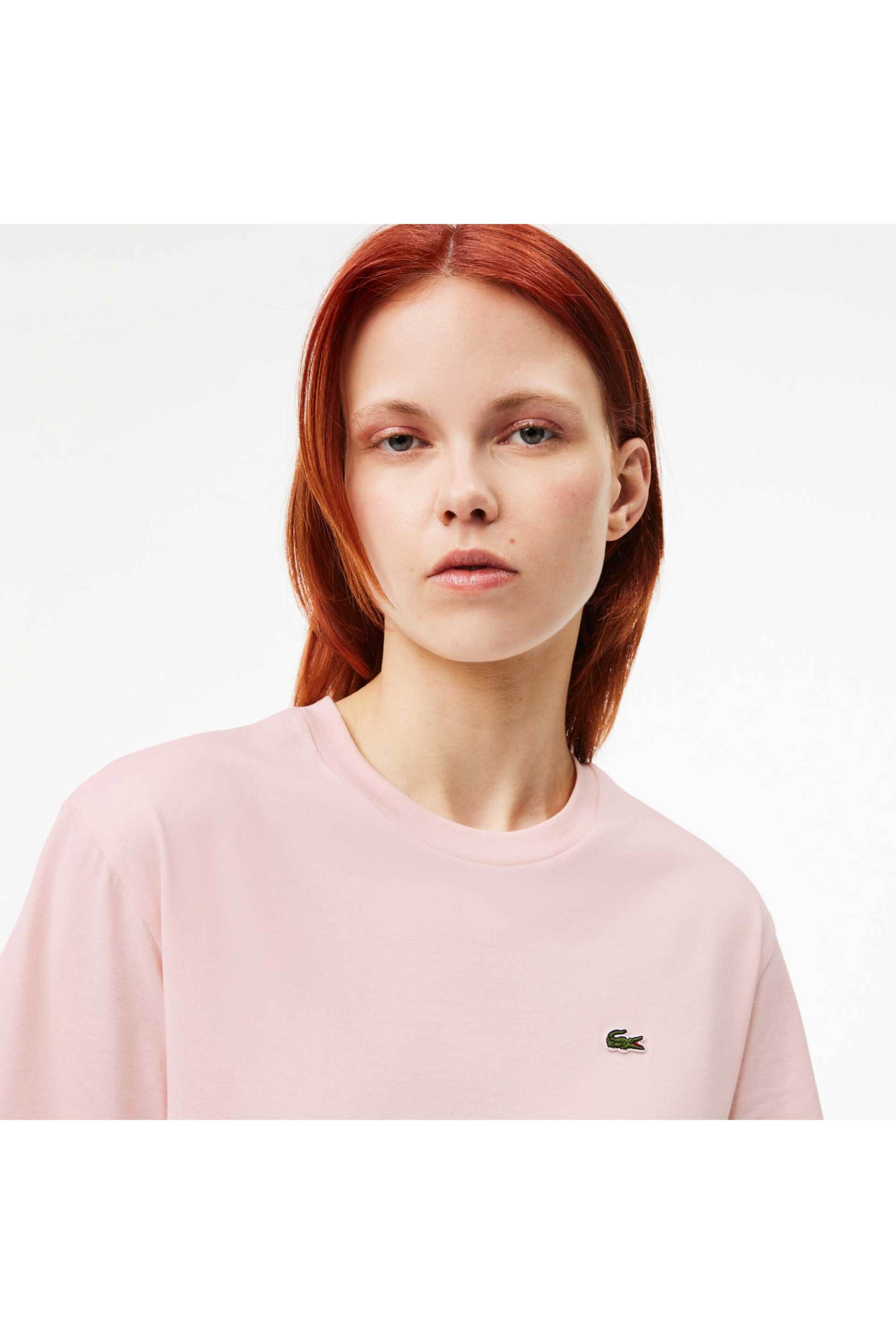 Lacoste γυναικείο T-shirt με κεντημένο λογότυπο Relaxed Fit - TF7215 Ροζ Ανοιχτό