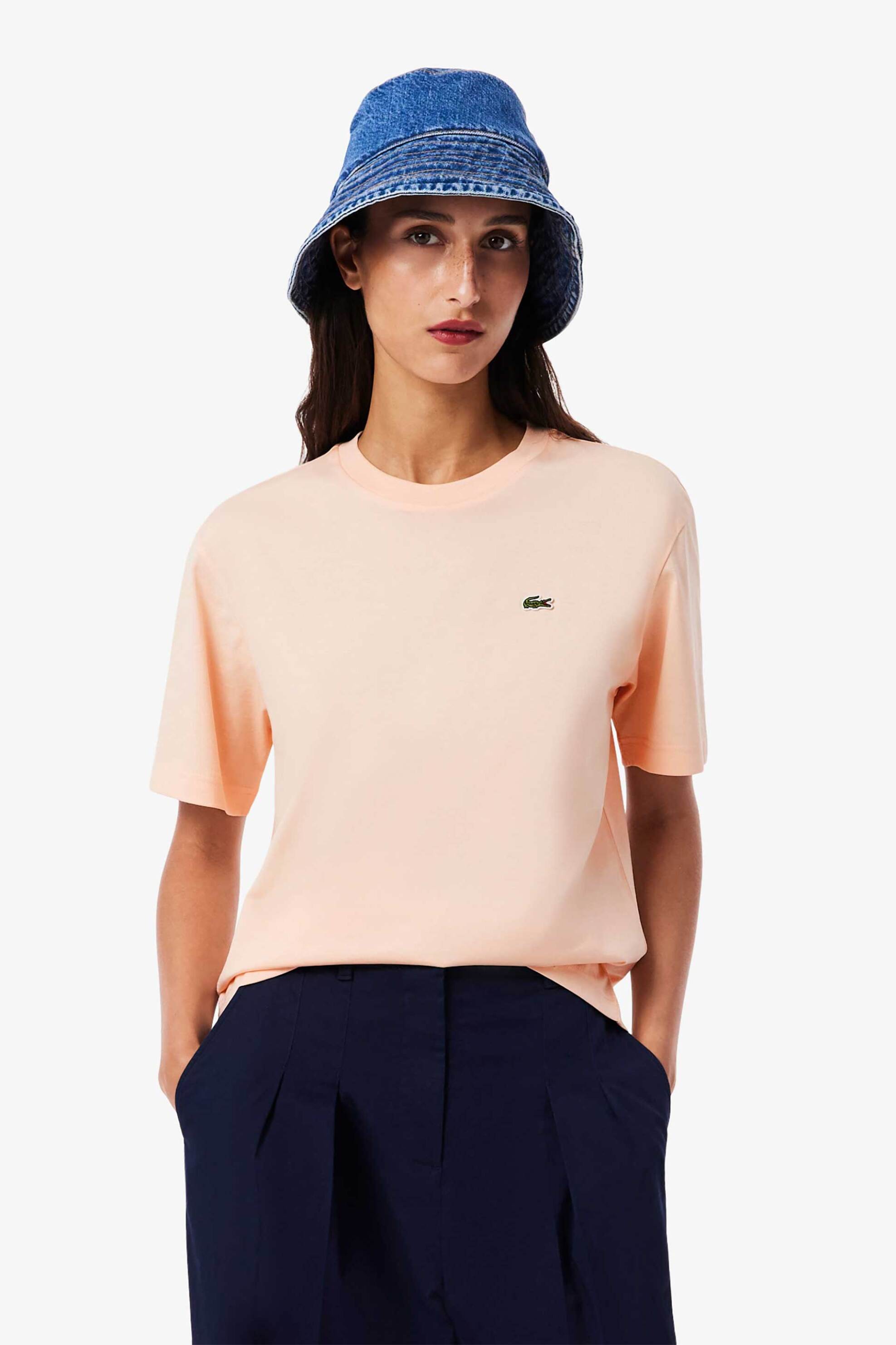 Lacoste Lacoste γυναικείο T-shirt με κεντημένο λογότυπο Relaxed Fit - TF7215 Σομόν