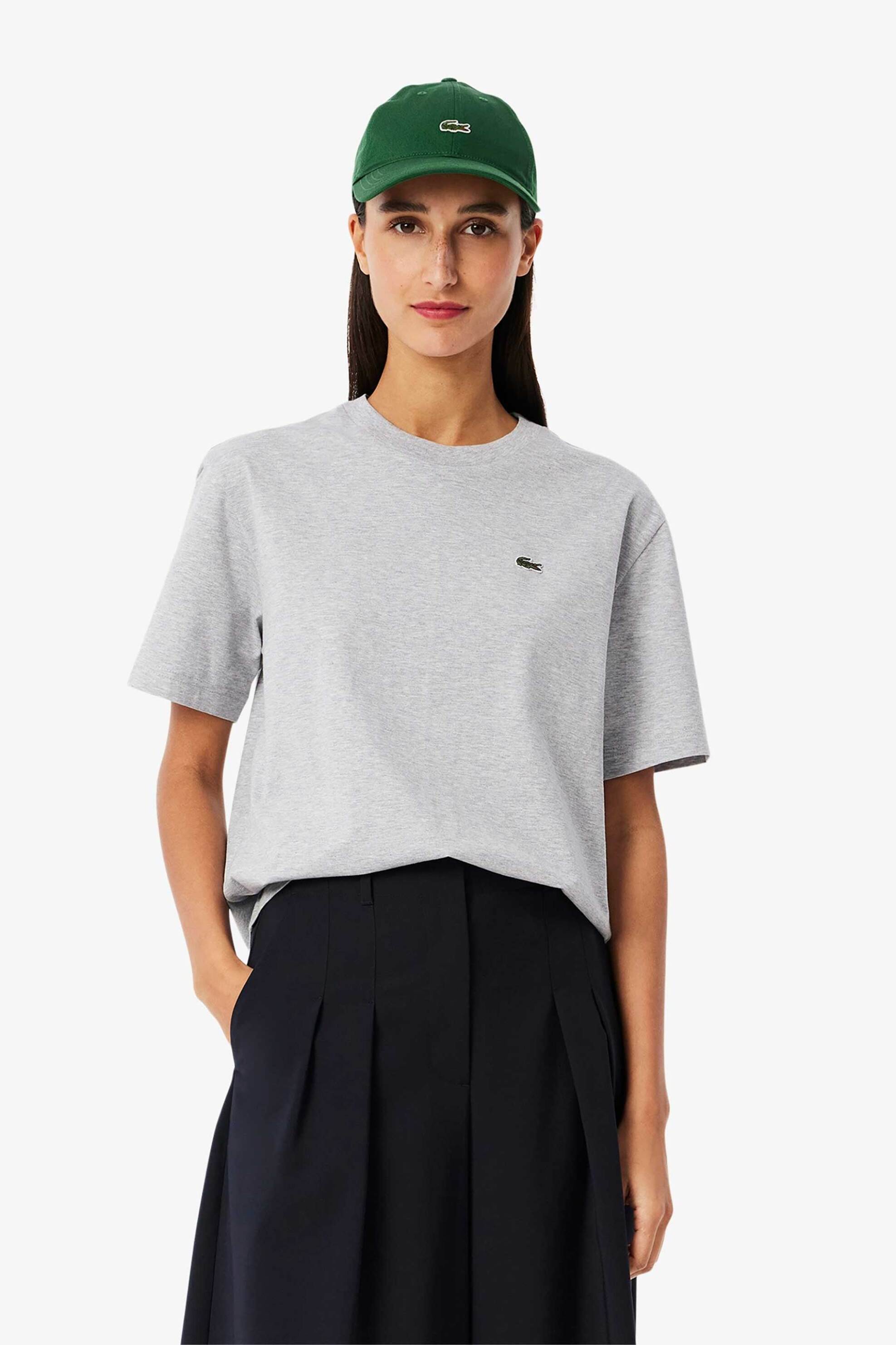 Lacoste Lacoste γυναικείο T-shirt με κεντημένο λογότυπο Relaxed Fit - TF7215 Γκρι