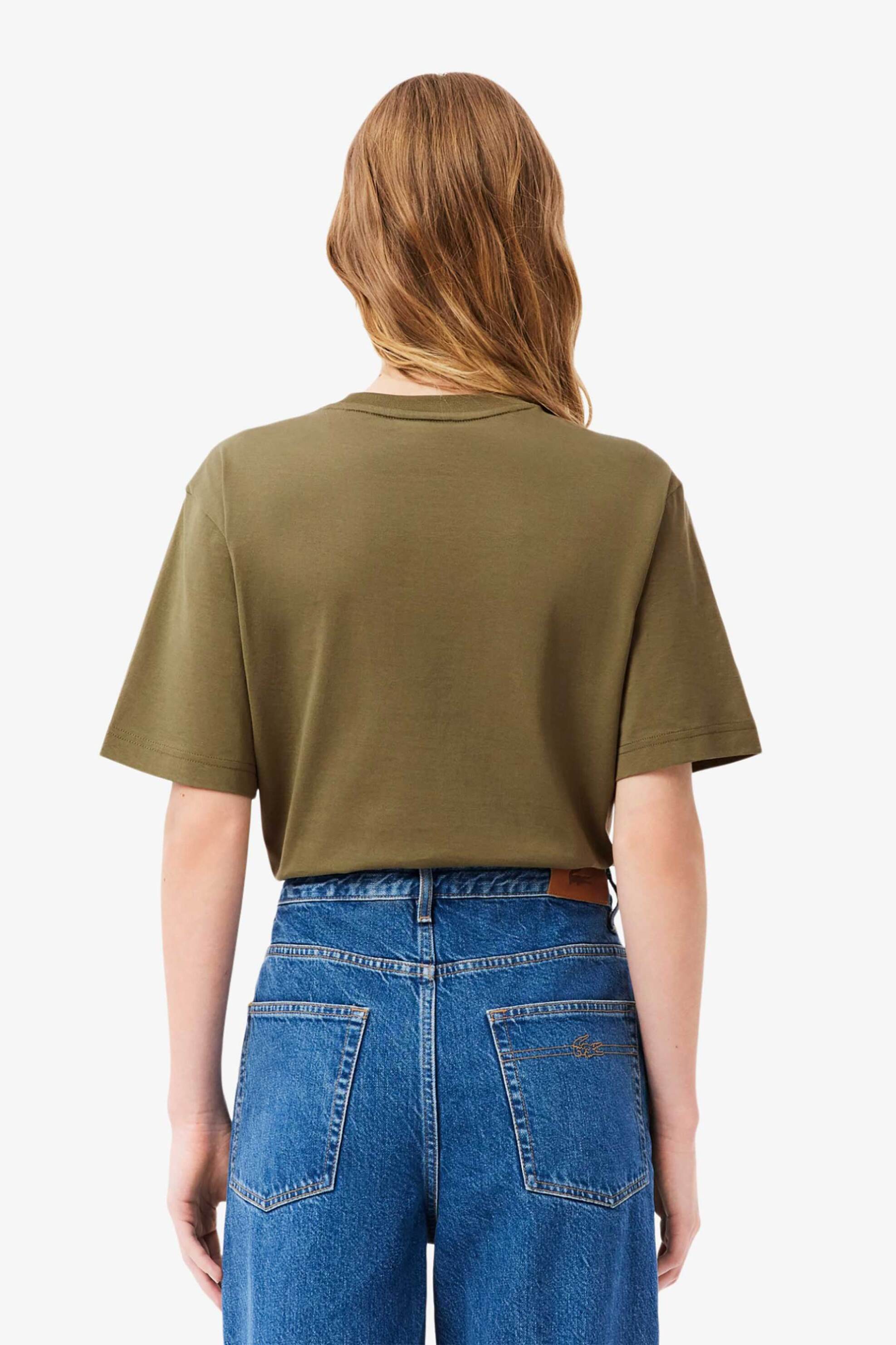 Lacoste γυναικείο T-shirt με κεντημένο λογότυπο Relaxed Fit - TF7215 Λαδί φωτογραφία