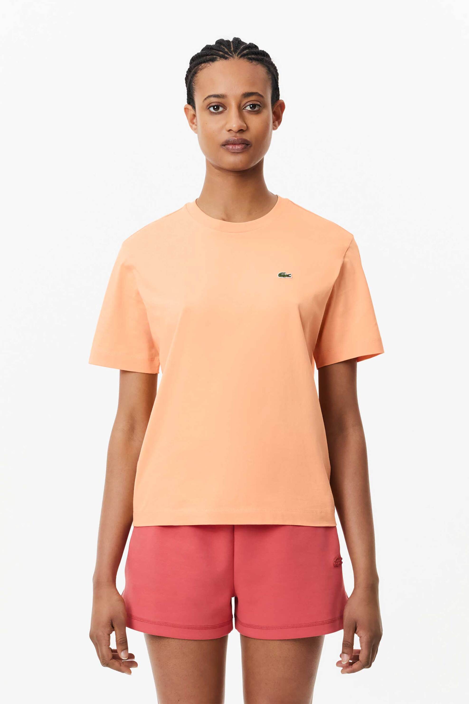 Lacoste γυναικείο T-shirt με κεντημένο λογότυπο Relaxed Fit - TF7215 Σομόν