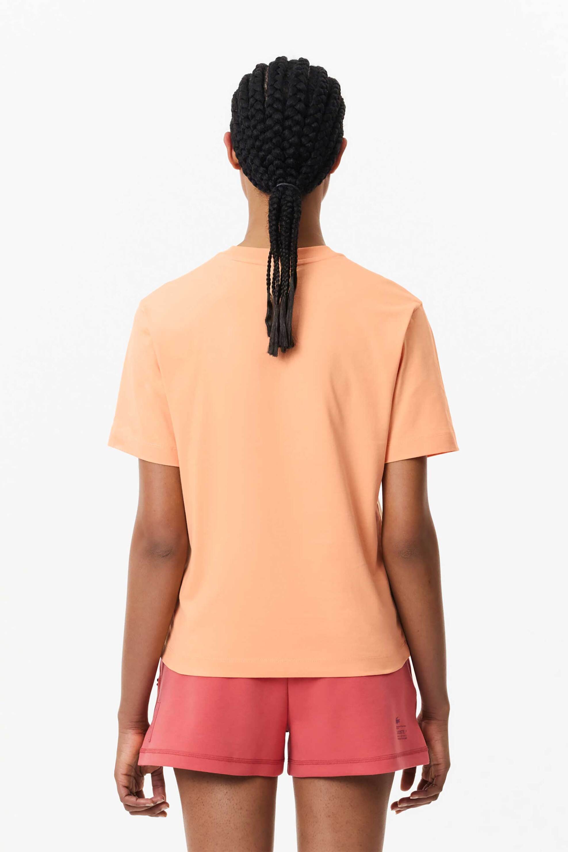Lacoste Γυναικείο T-Shirt με Κεντημένο Λογότυπο Relaxed Fit - Tf7215 Πορτοκαλί