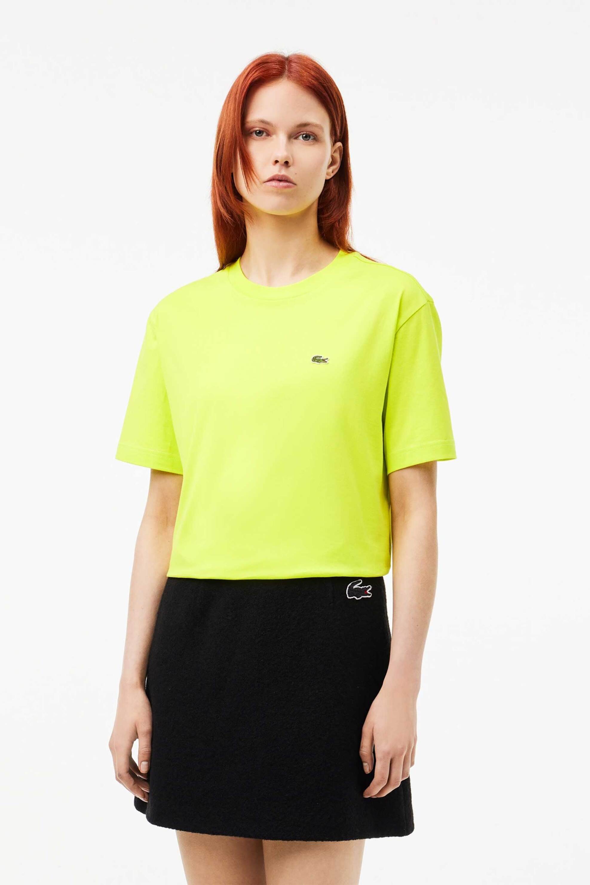Lacoste Lacoste γυναικείο T-shirt με κεντημένο λογότυπο Relaxed Fit - TF7215 Κίτρινο