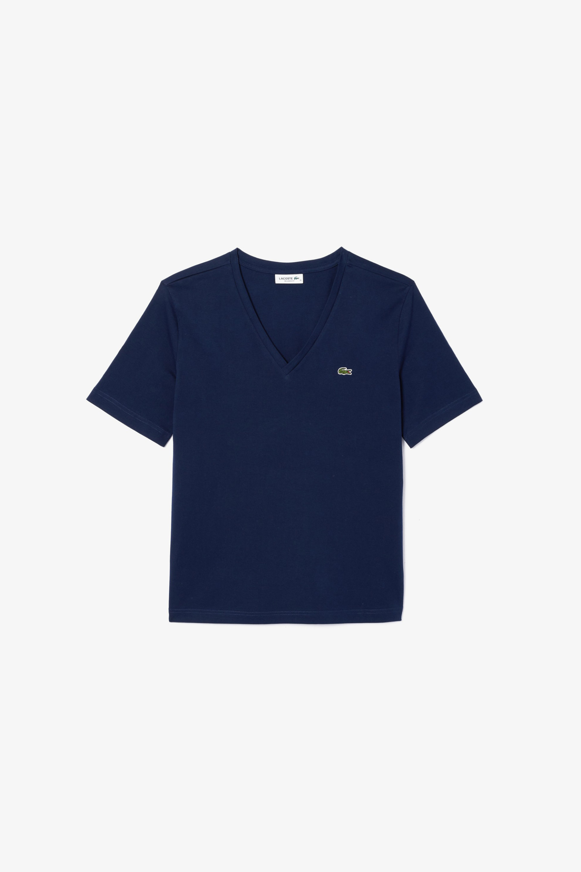 Lacoste γυναικείο T-shirt με κεντημένο λογότυπο και V λαιμόκοψη Relaxed Fit - TF7300 Μπλε Σκούρο φωτογραφία