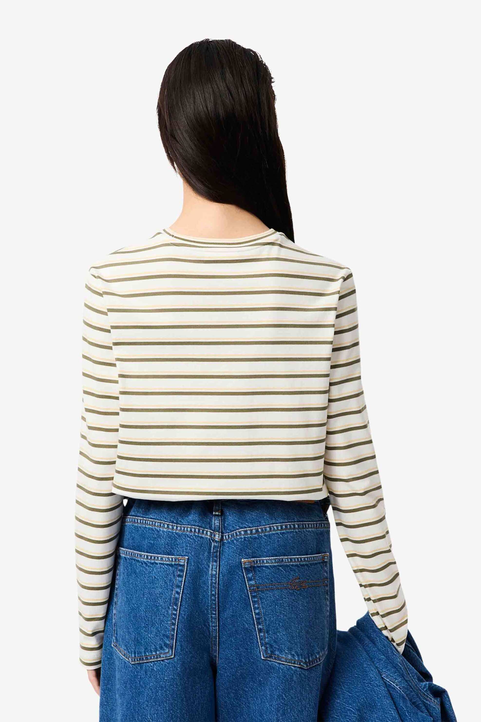 Lacoste γυναικεία μπλούζα ριγέ με μακρύ μανίκι Regular Fit - TF7573-00 Εκρού φωτογραφία